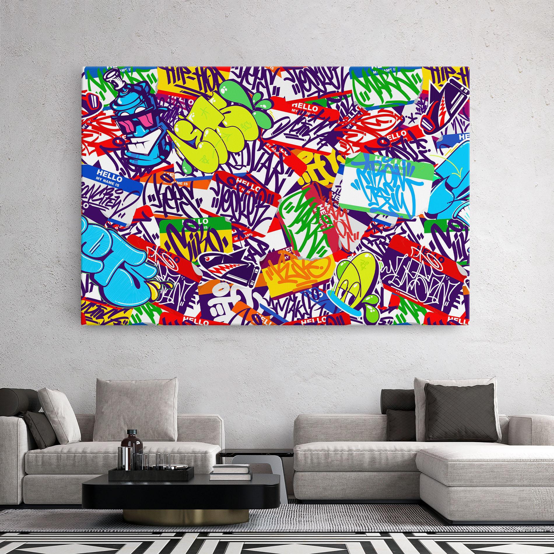 Tablou Canvas Hello Graffiti Name mockup 2