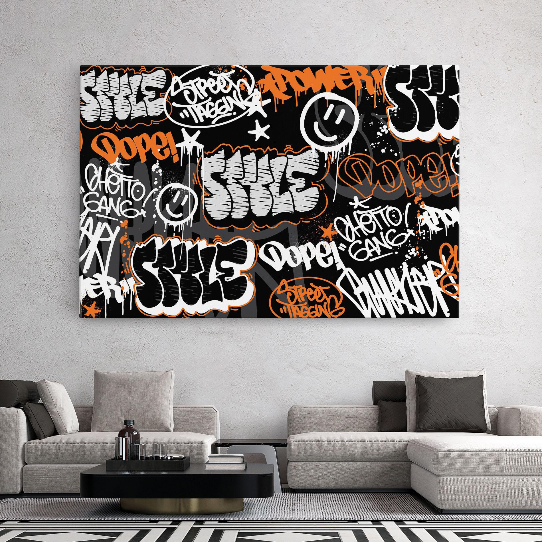 Tablou Canvas Orange Black Graffiti mockup 2