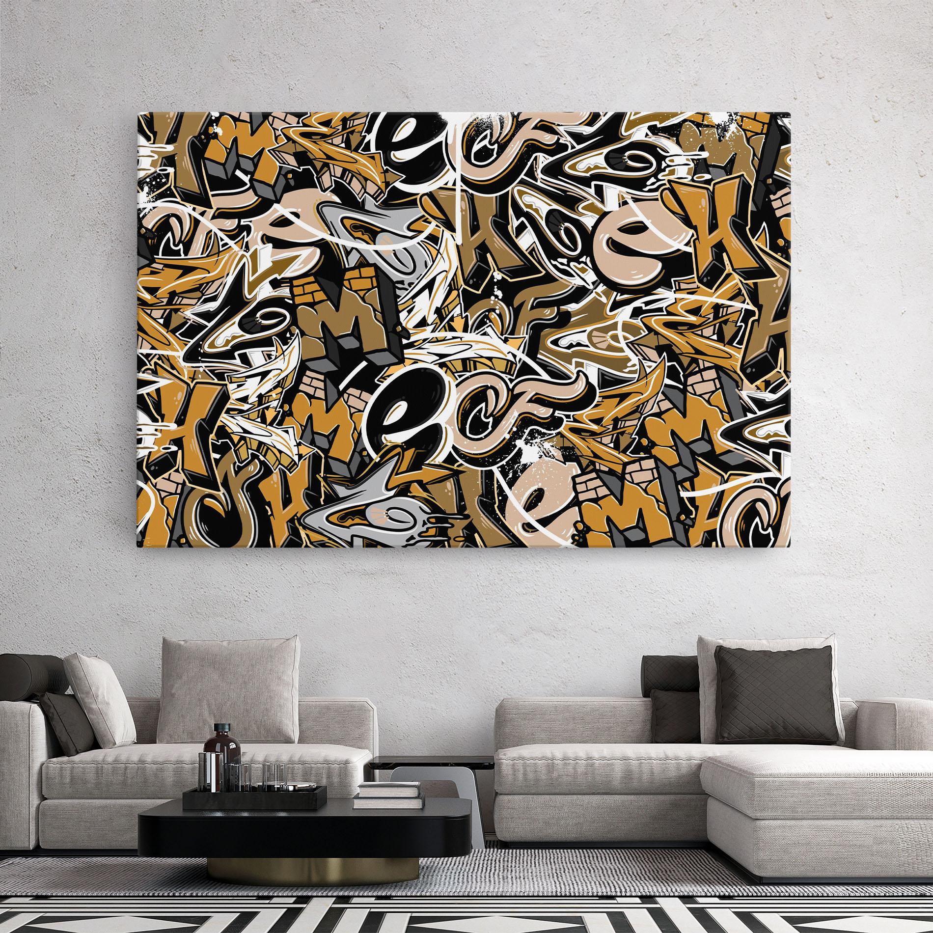 Tablou Canvas Yellow White Graffiti mockup 2