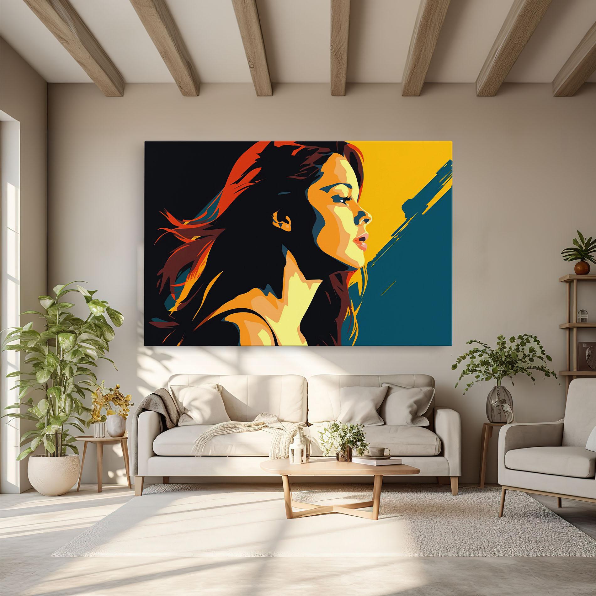 Tablou Canvas Blue Yellow Pop Art mockup 6