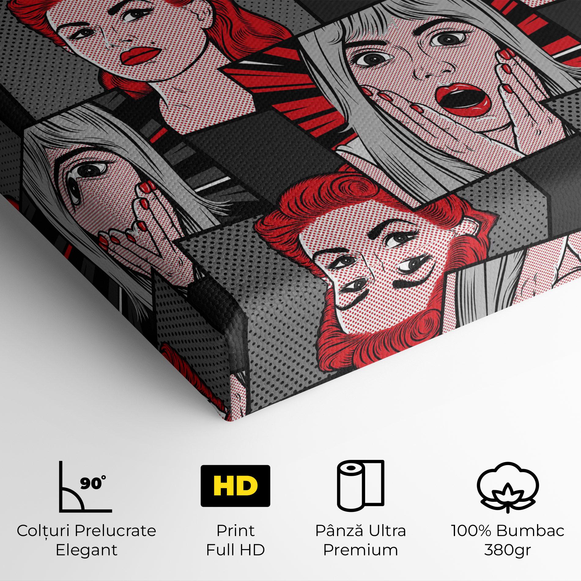 Tablou Canvas Grey Red Pop Art mockup 4