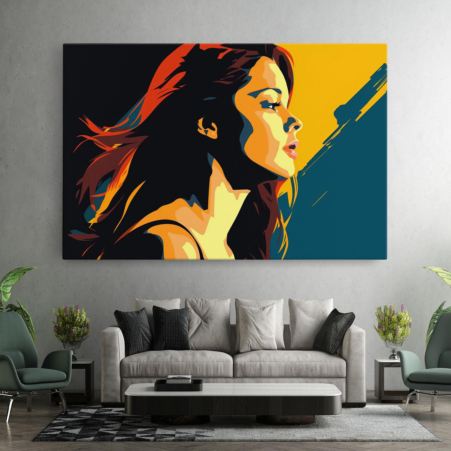 Tablou Canvas Blue Yellow Pop Art mockup 7