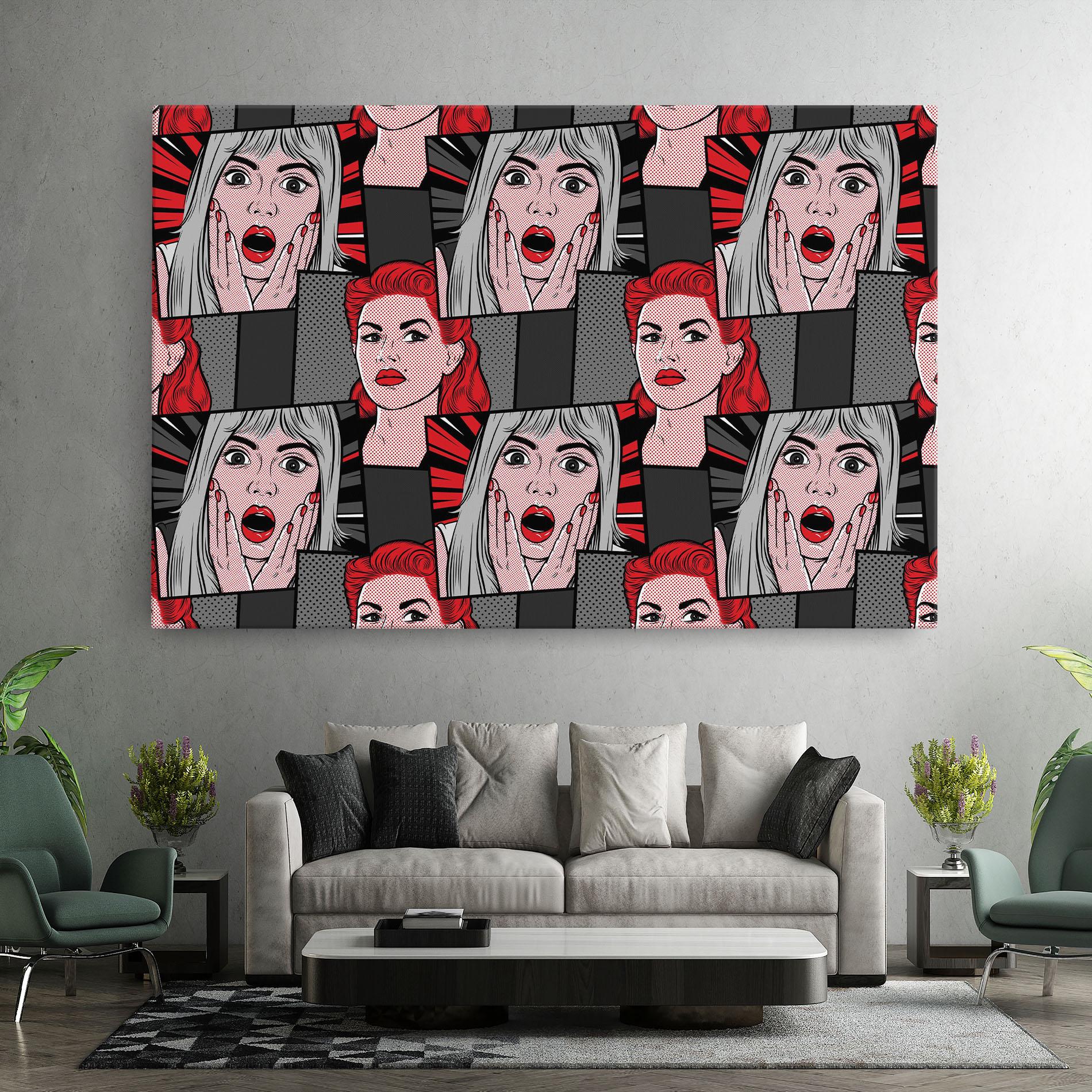 Tablou Canvas Grey Red Pop Art mockup 7