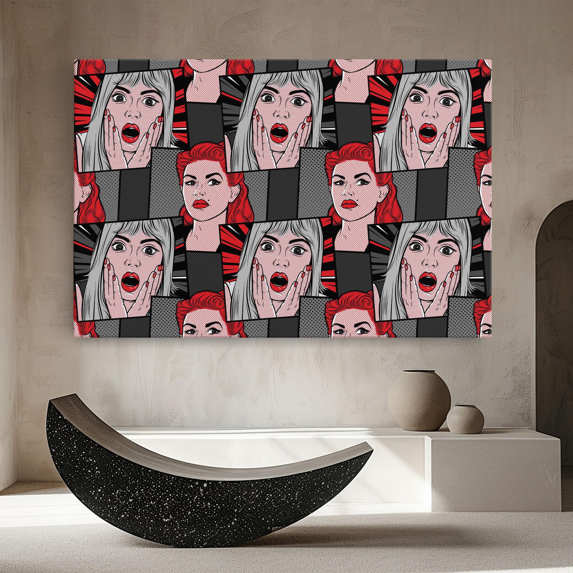 Tablou Canvas Grey Red Pop Art mockup 8