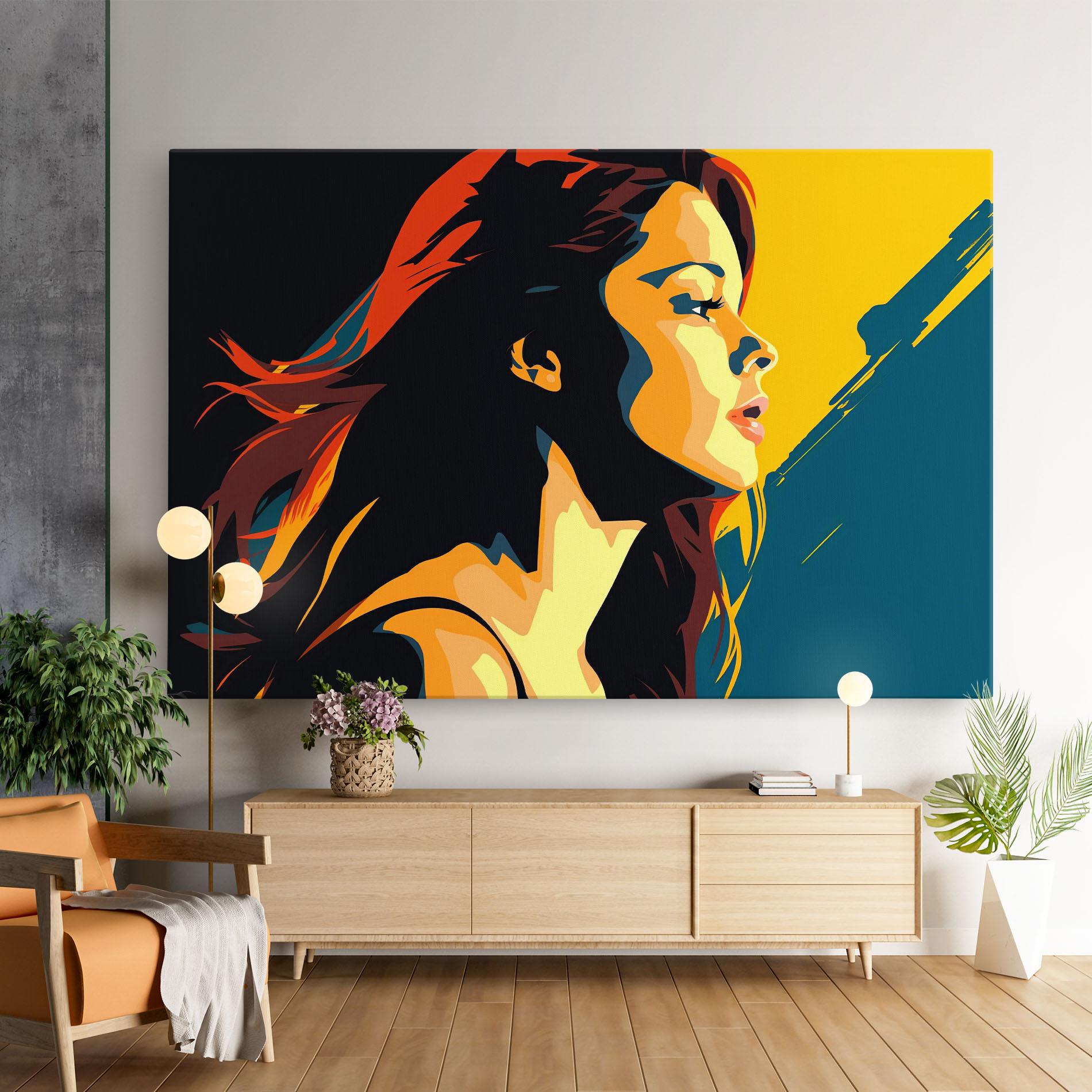 Tablou Canvas Blue Yellow Pop Art mockup 9
