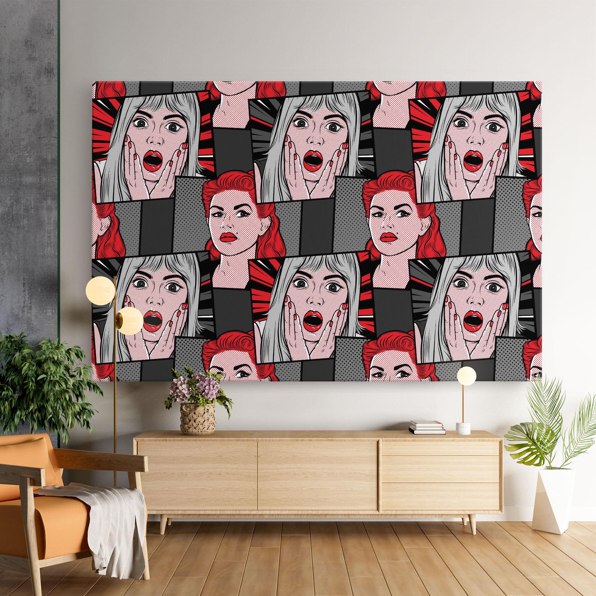 Tablou Canvas Grey Red Pop Art mockup 9