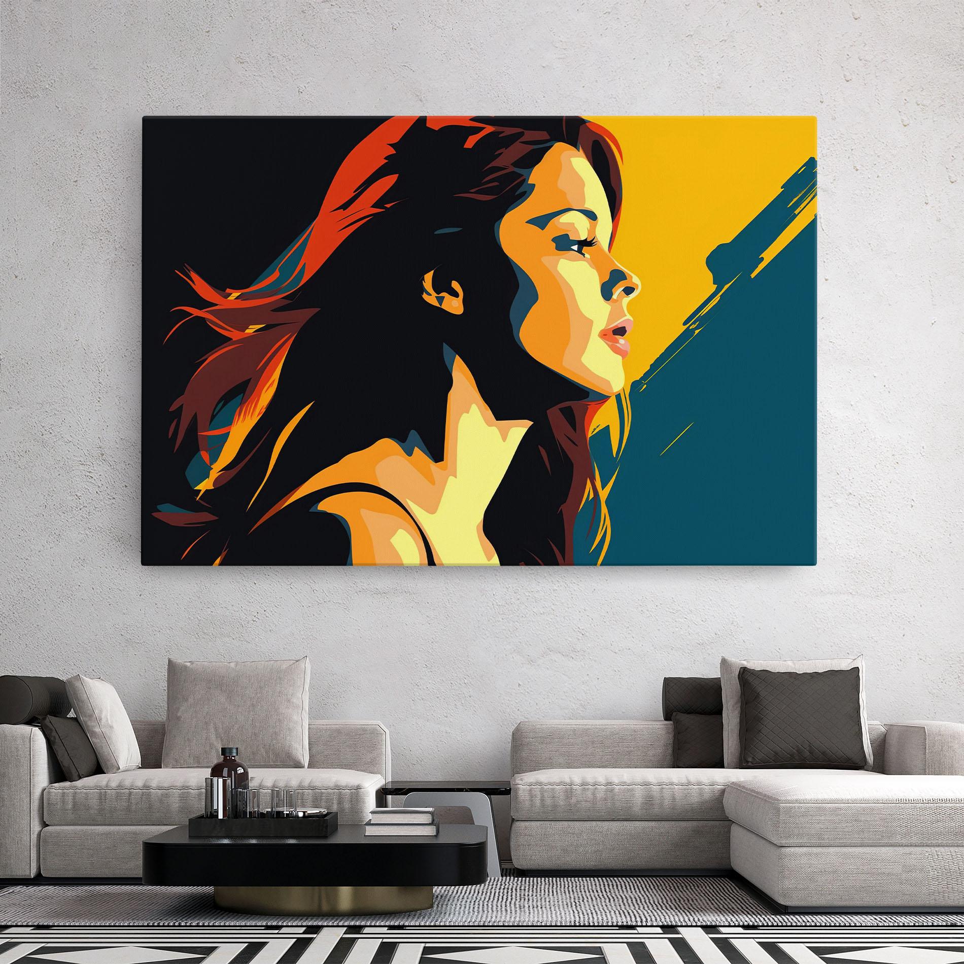 Tablou Canvas Blue Yellow Pop Art mockup 2