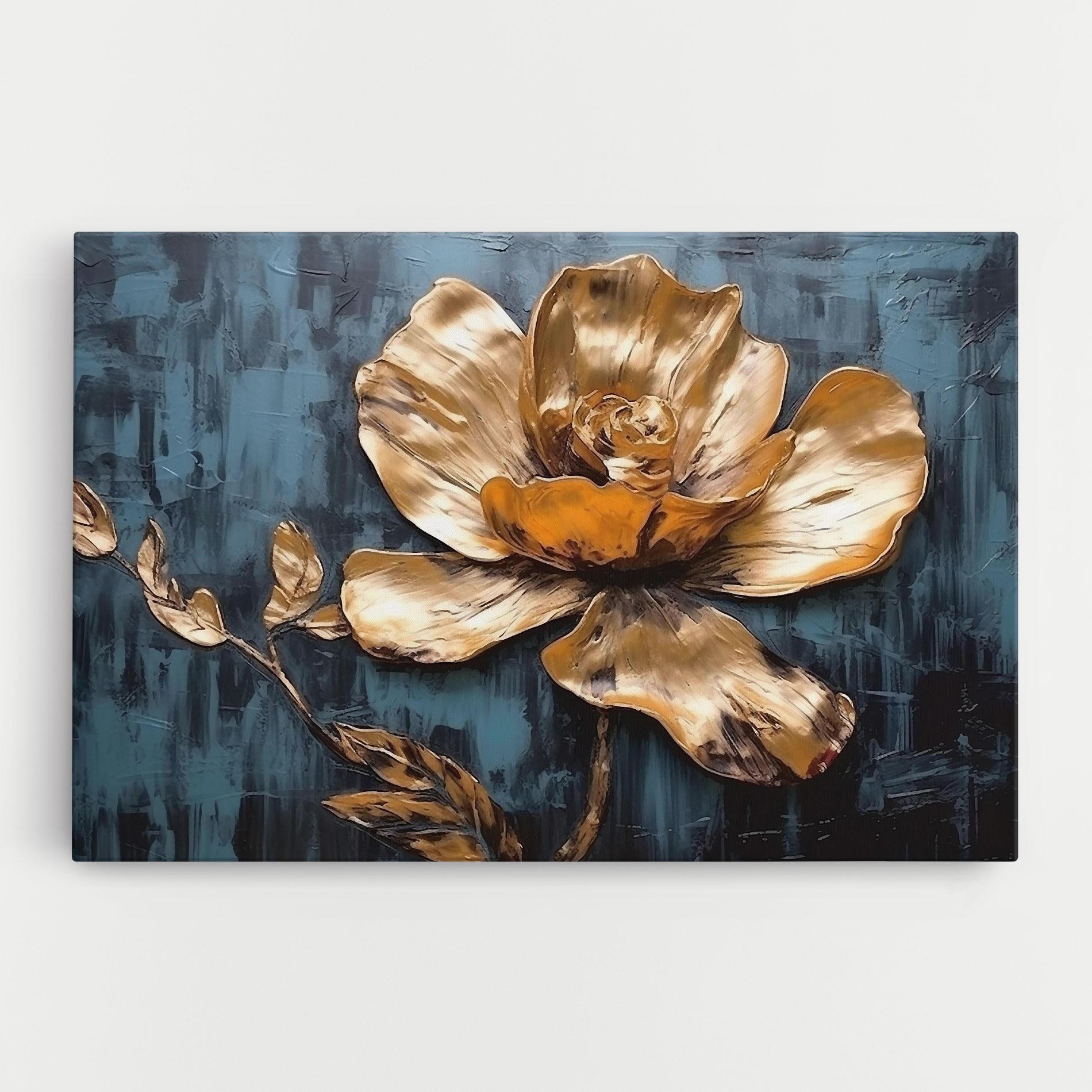 Tablou Canvas Golden Rose On Blue mockup 0