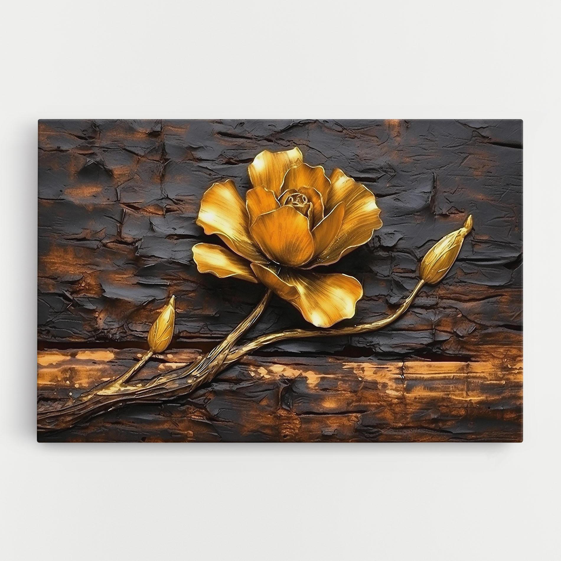Tablou Canvas Golden Rose On Wood mockup 0