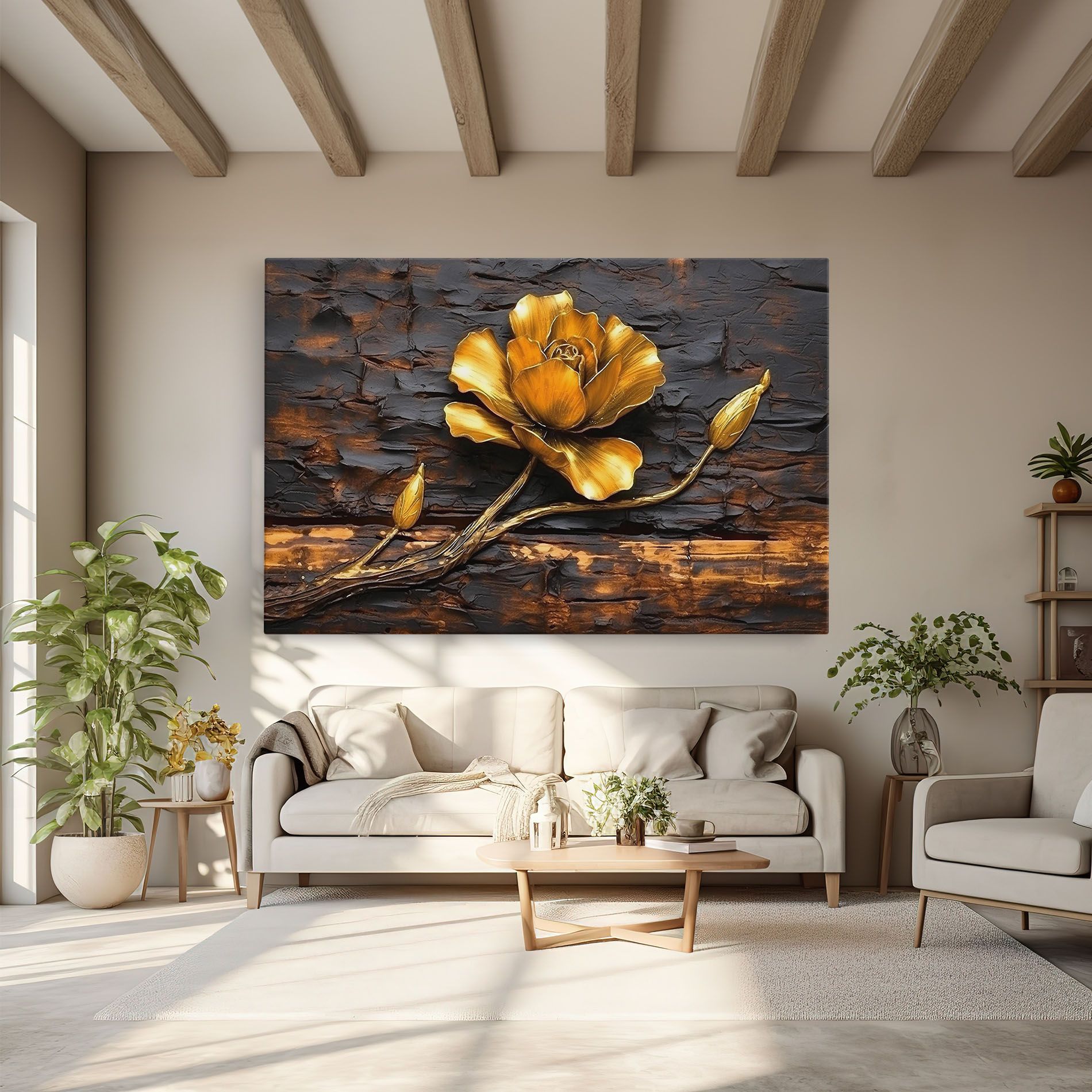 Golden Rose On Wood mockup 6