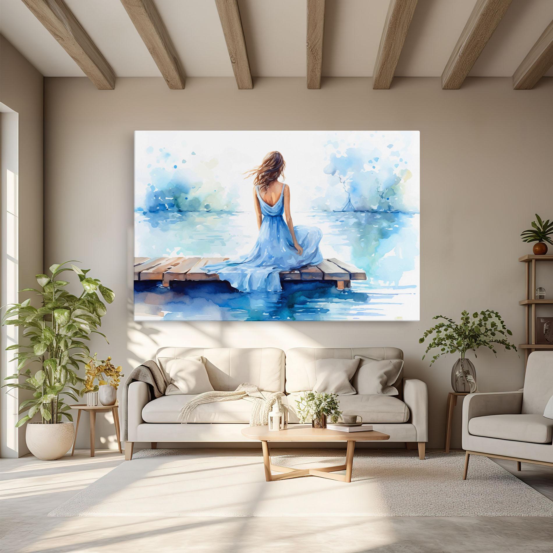 Tablou Canvas Lake Blue Woman mockup 6