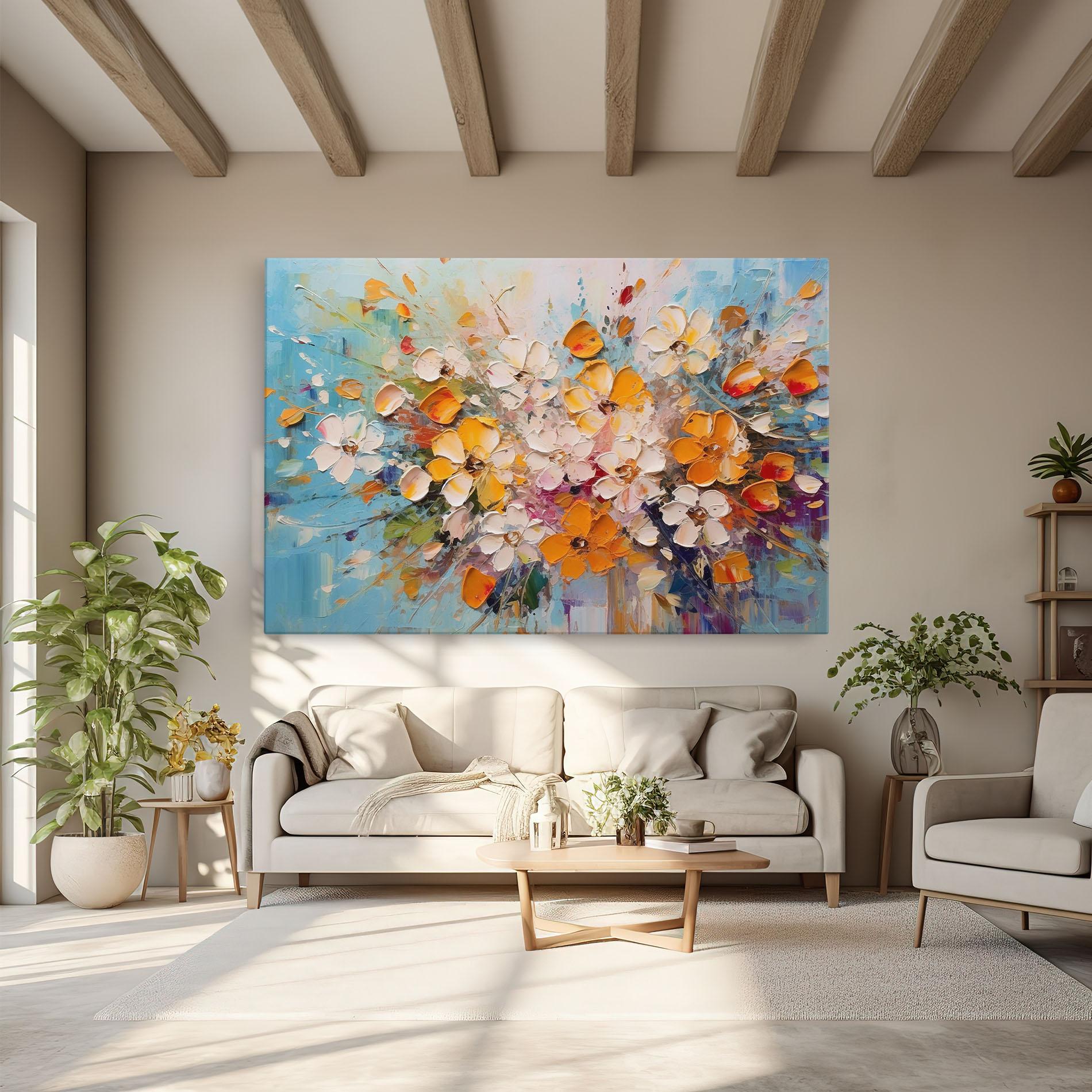 Tablou Canvas Pretty Flowers On Blue mockup 6