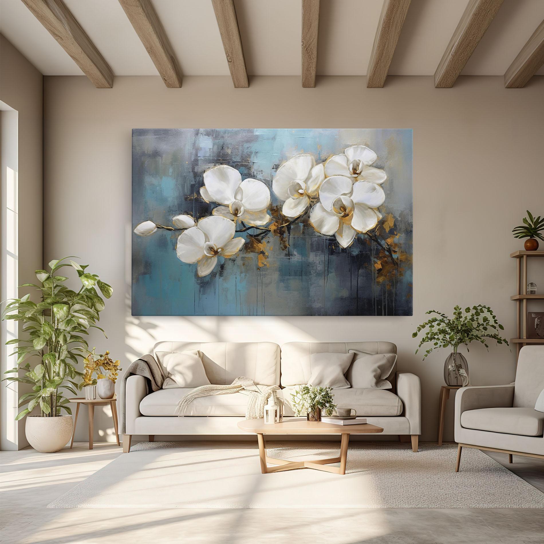 Tablou Canvas White Orchids Painting mockup 6