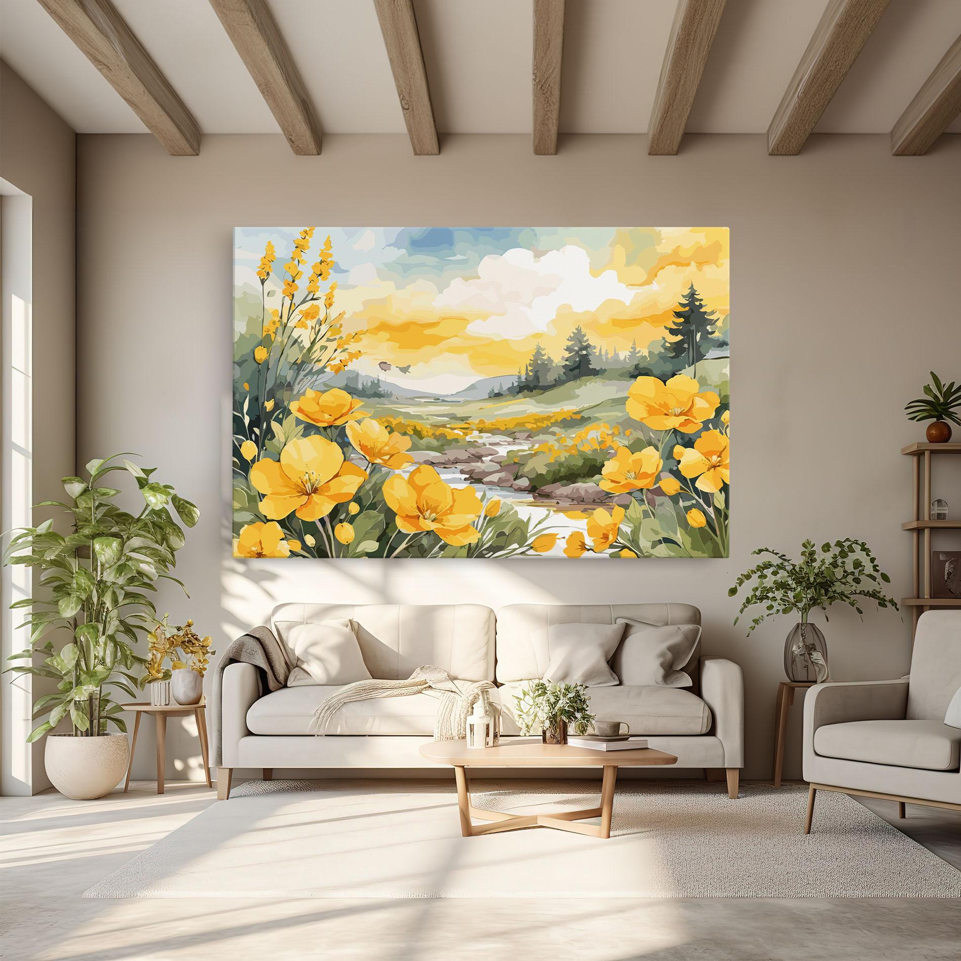 Tablou Canvas Yellow View Flower mockup 6