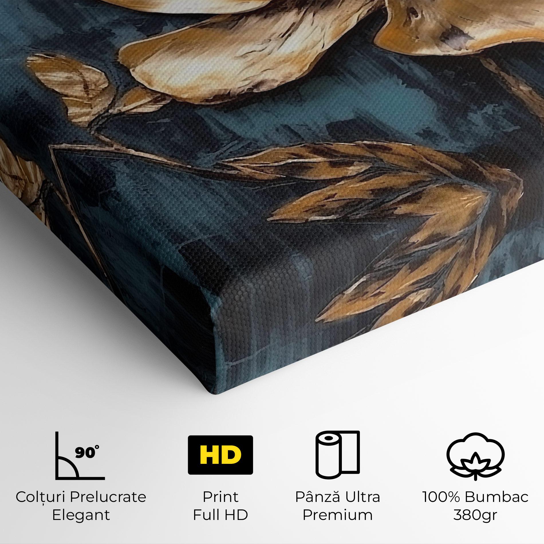 Tablou Canvas Golden Rose On Blue mockup 4