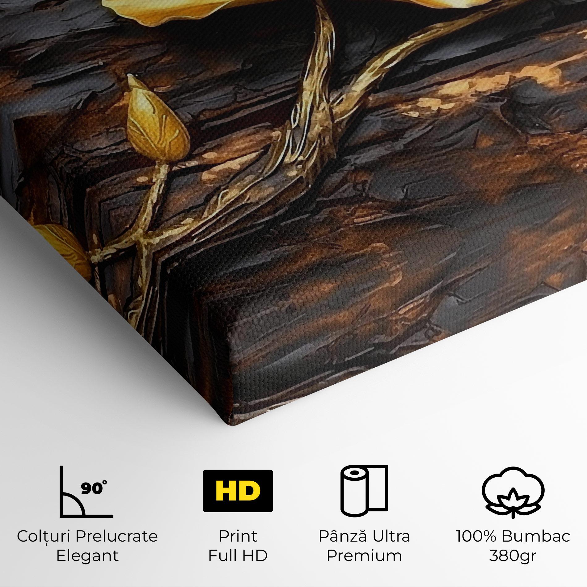 Tablou Canvas Golden Rose On Wood mockup 4