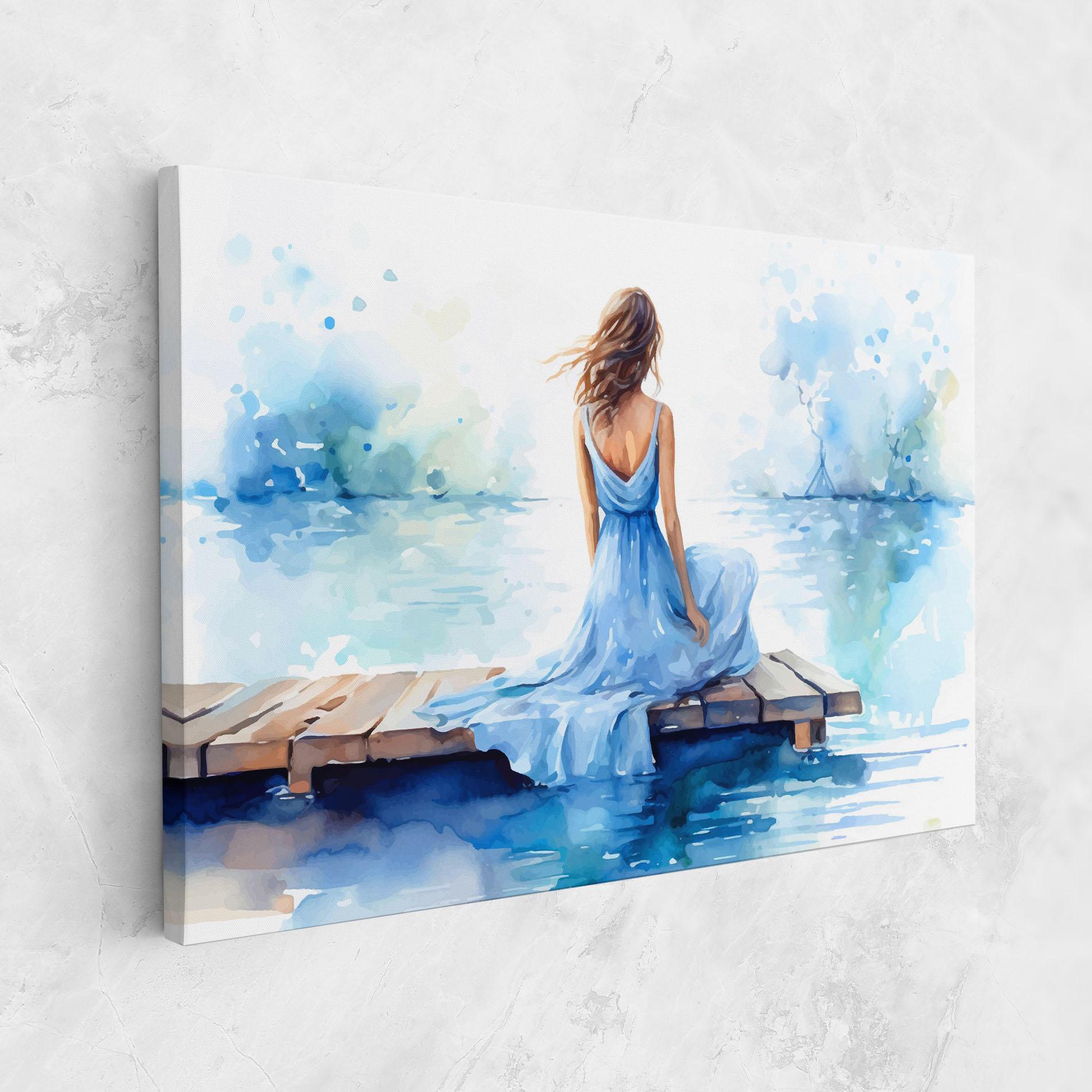 Tablou Canvas Lake Blue Woman mockup 1