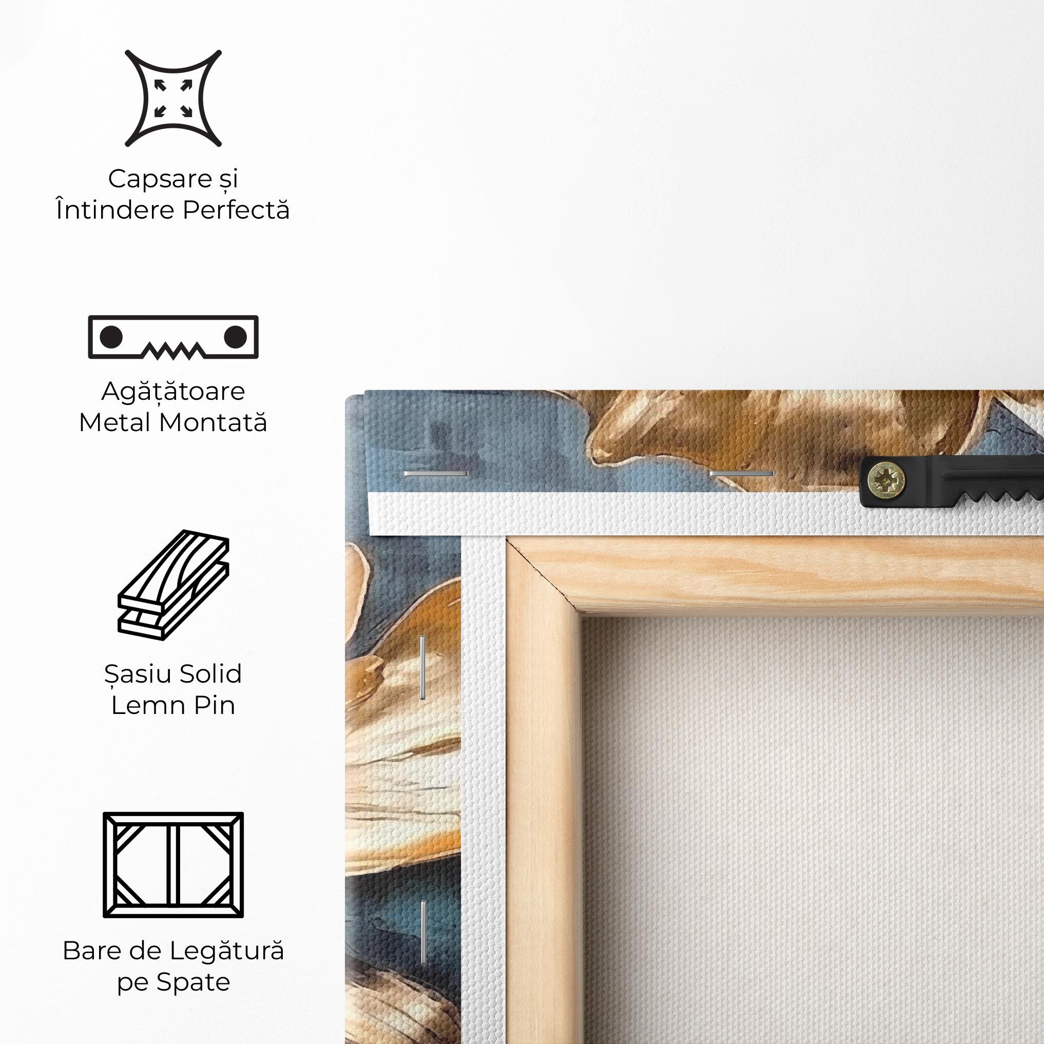 Tablou Canvas Golden Rose On Blue mockup 5