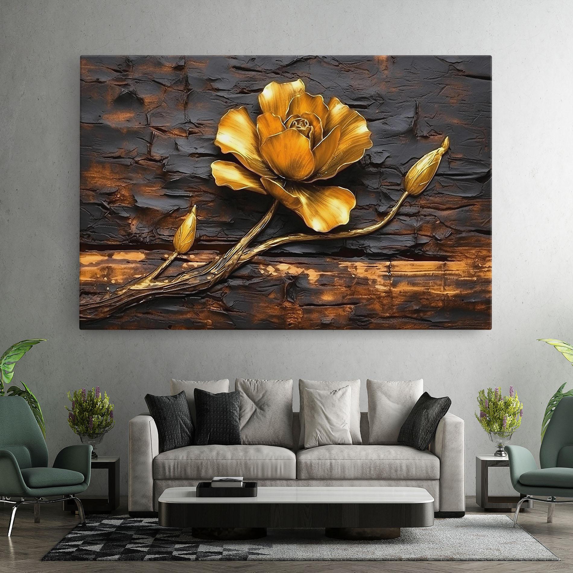 Tablou Canvas Golden Rose On Wood mockup 7