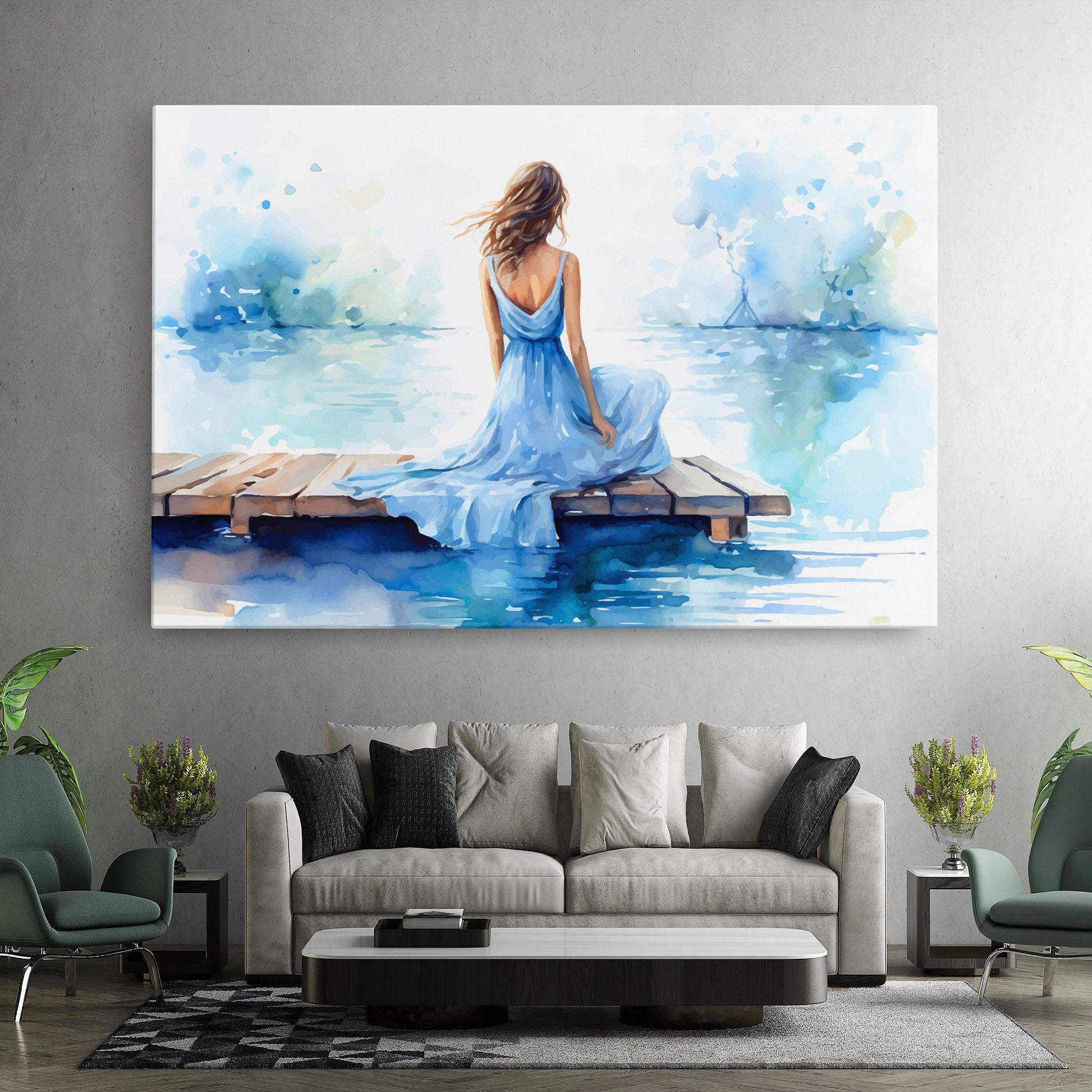 Tablou Canvas Lake Blue Woman mockup 7