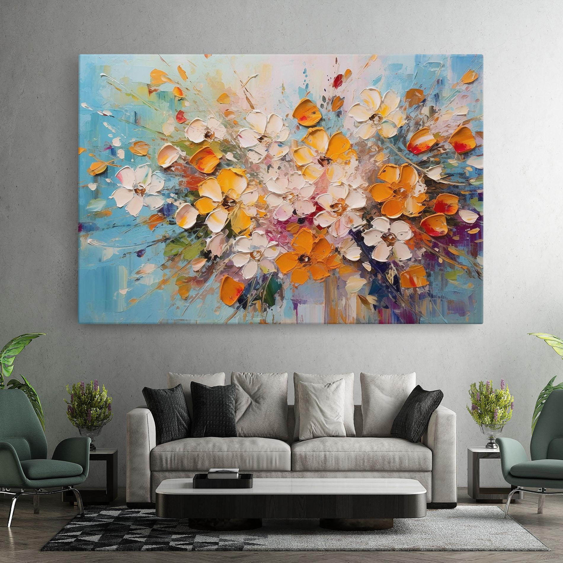Tablou Canvas Pretty Flowers On Blue mockup 7