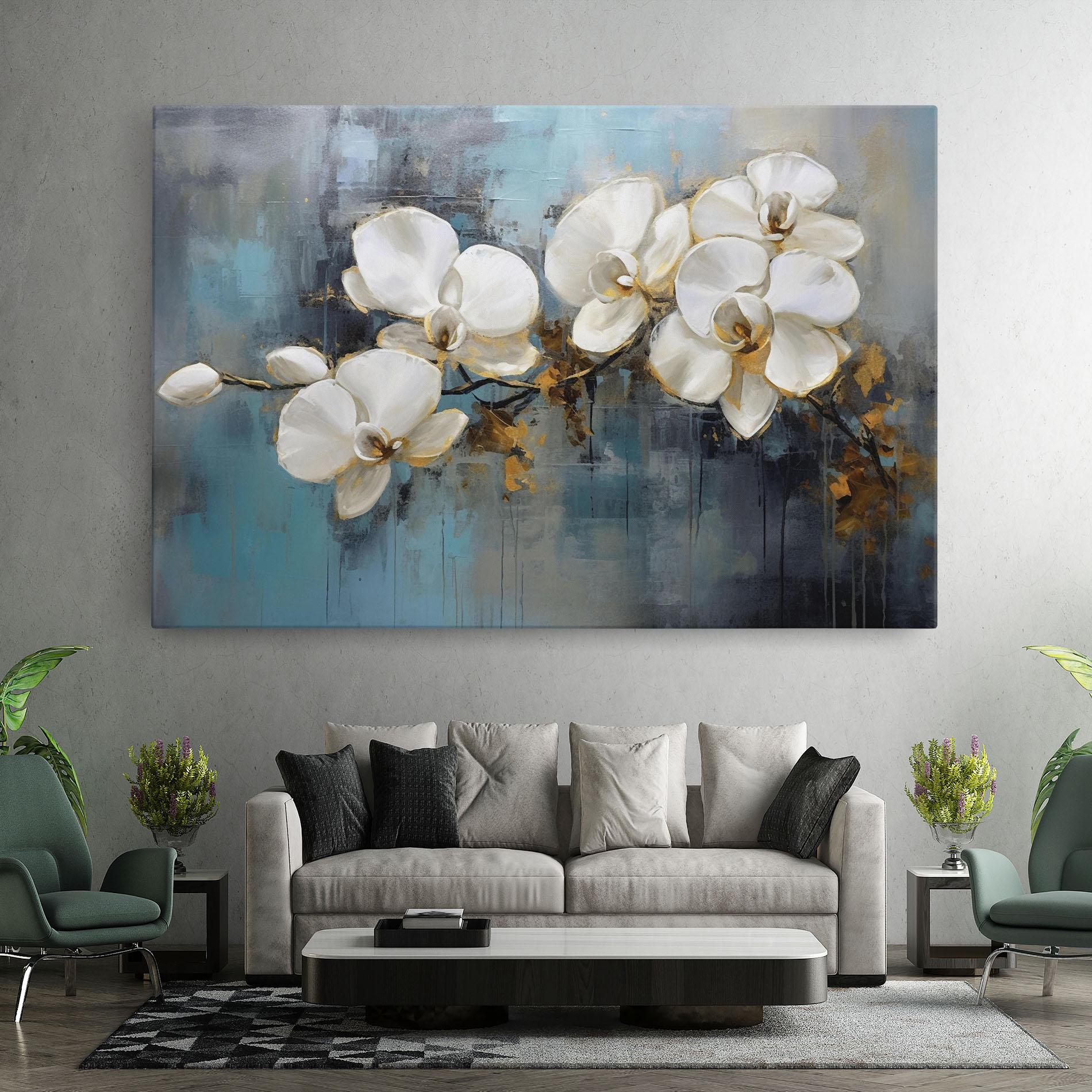 Tablou Canvas White Orchids Painting mockup 7