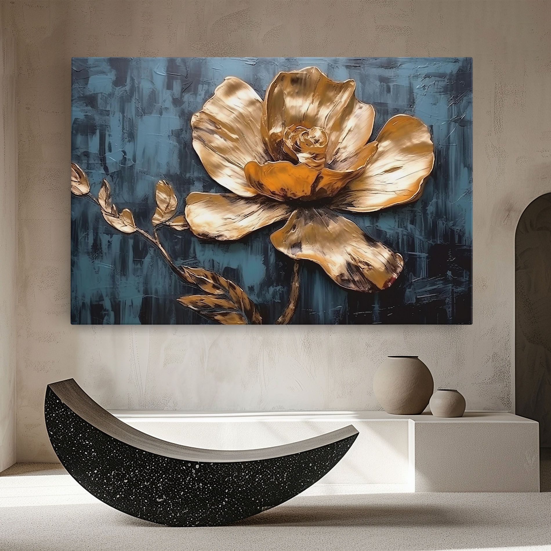 Golden Rose On Blue mockup 8