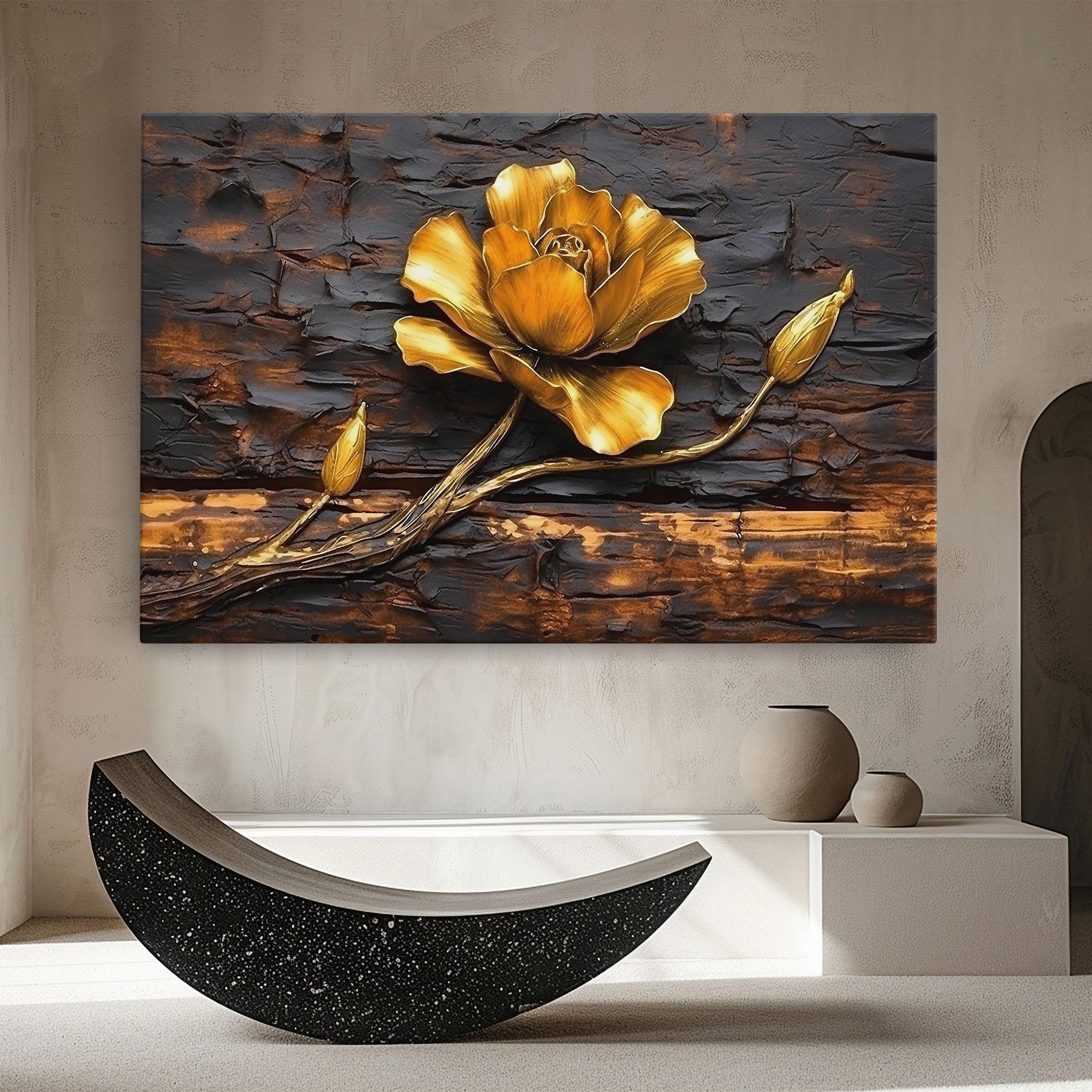 Tablou Canvas Golden Rose On Wood mockup 8