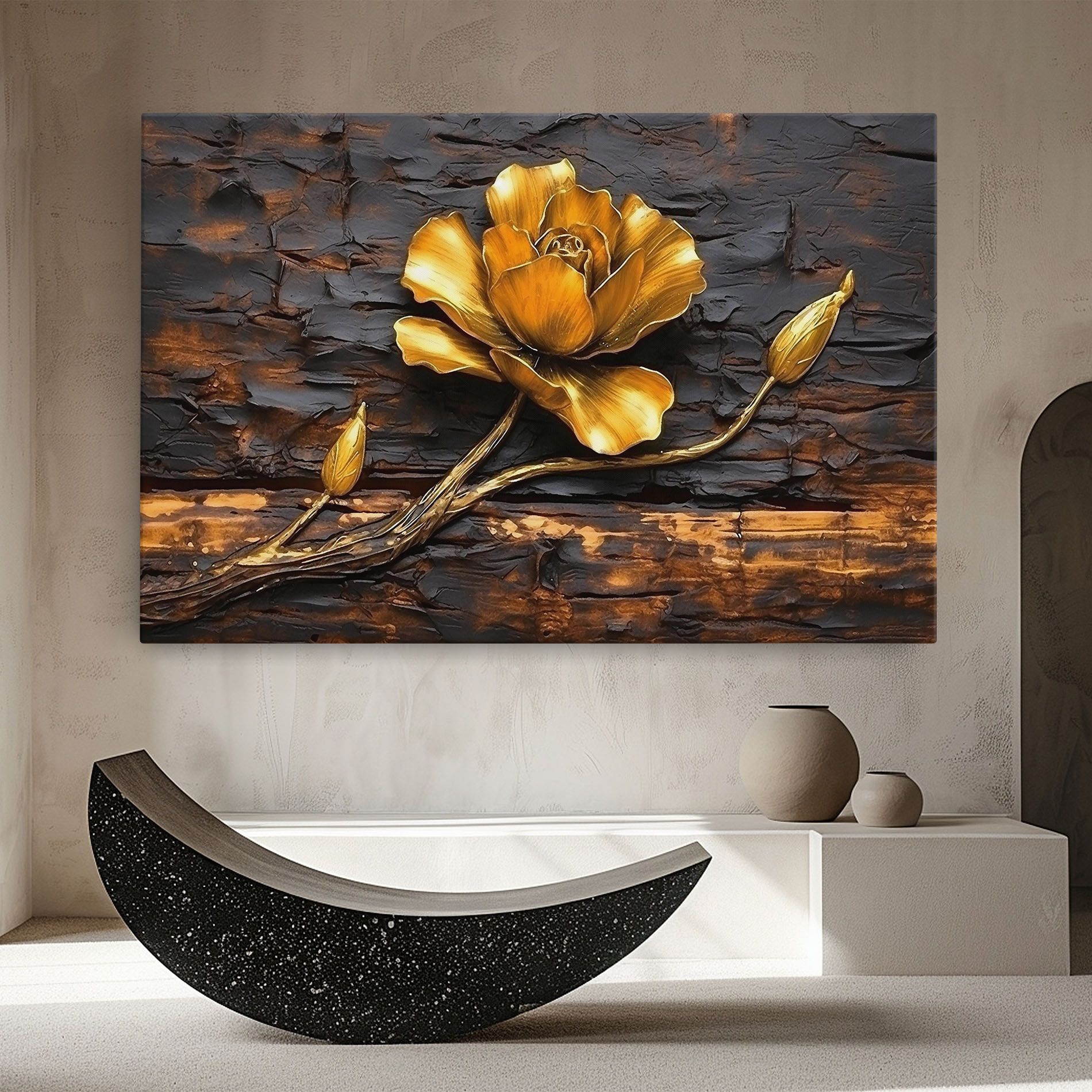 Golden Rose On Wood mockup 8