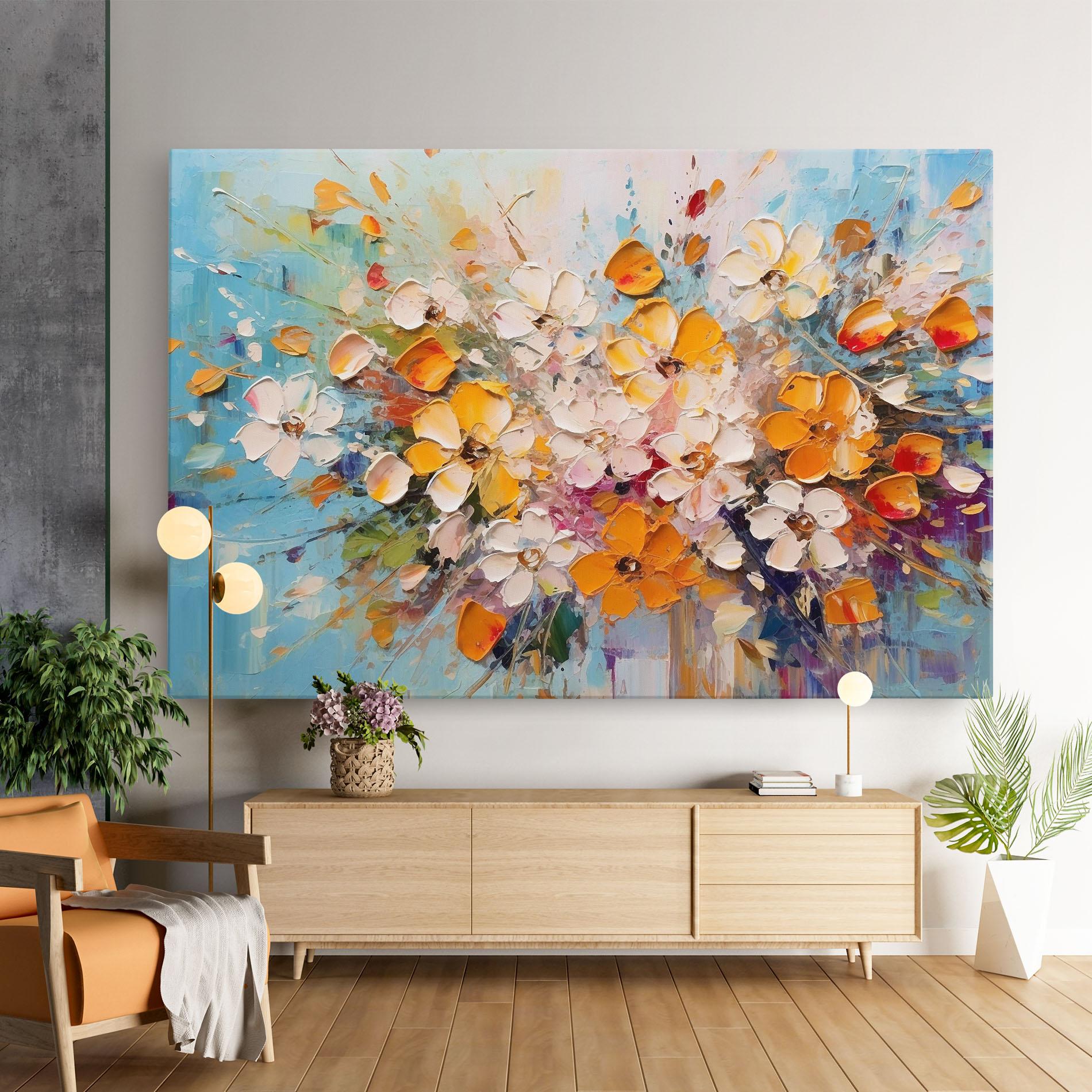 Tablou Canvas Pretty Flowers On Blue mockup 9