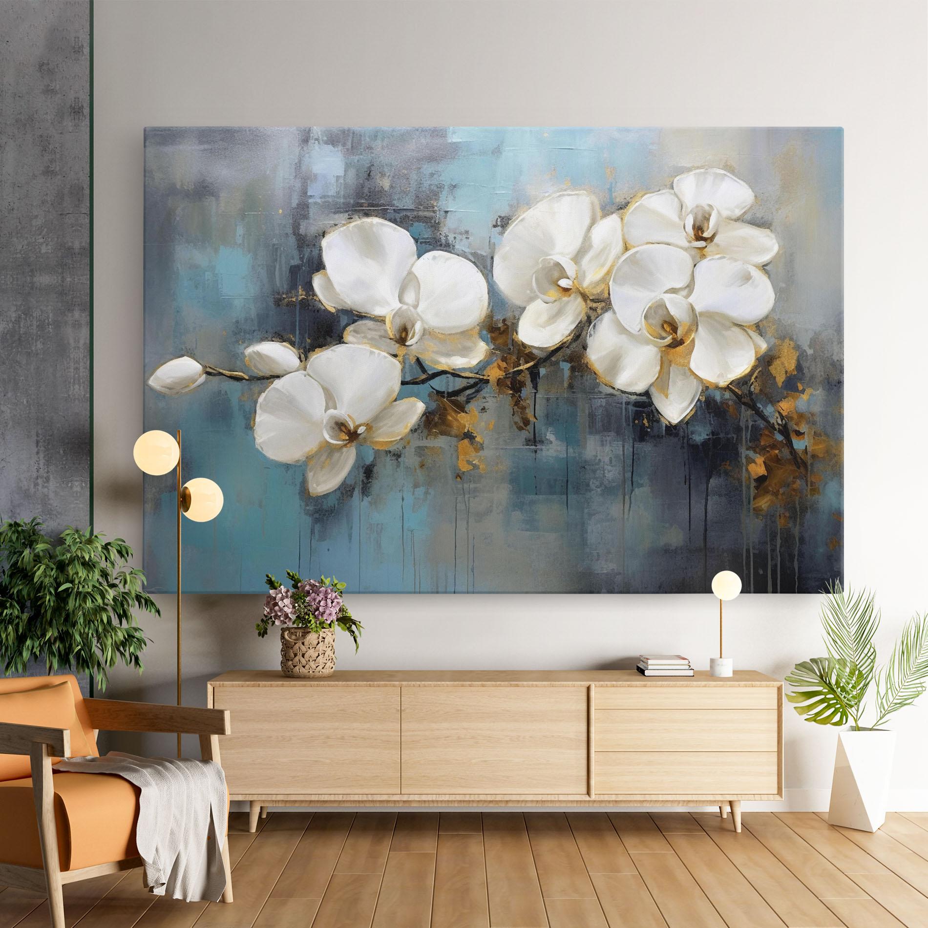 Tablou Canvas White Orchids Painting mockup 9