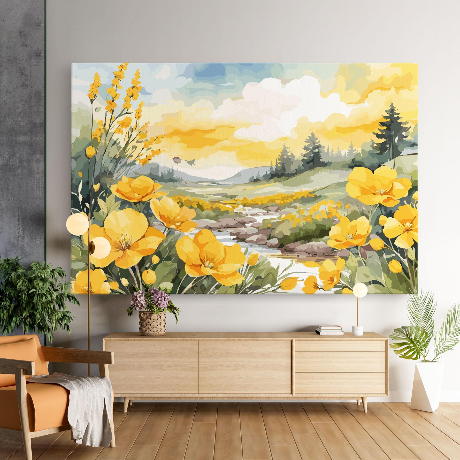Tablou Canvas Yellow View Flower mockup 9
