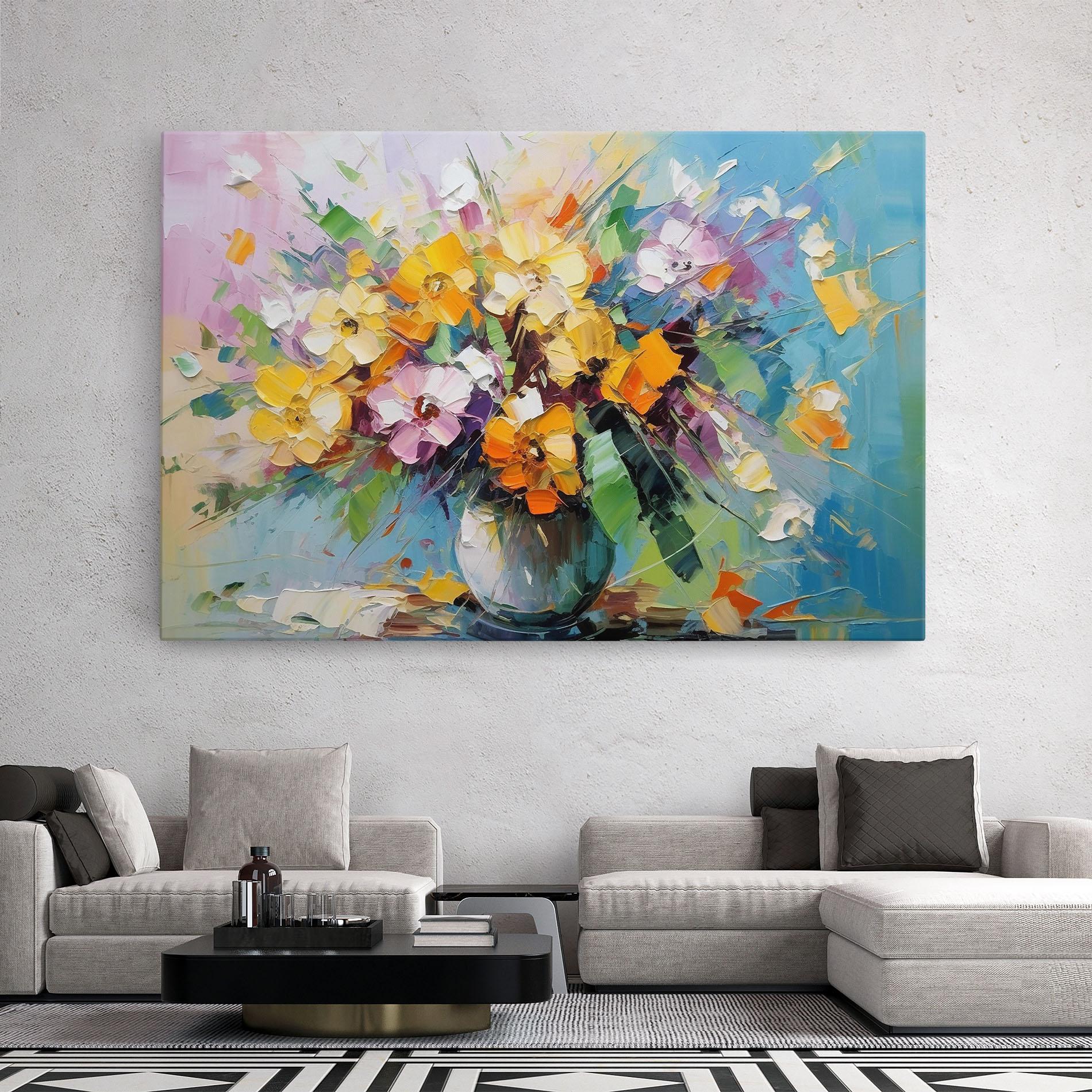 Tablou Canvas Colorfull Flowers Painting mockup 2