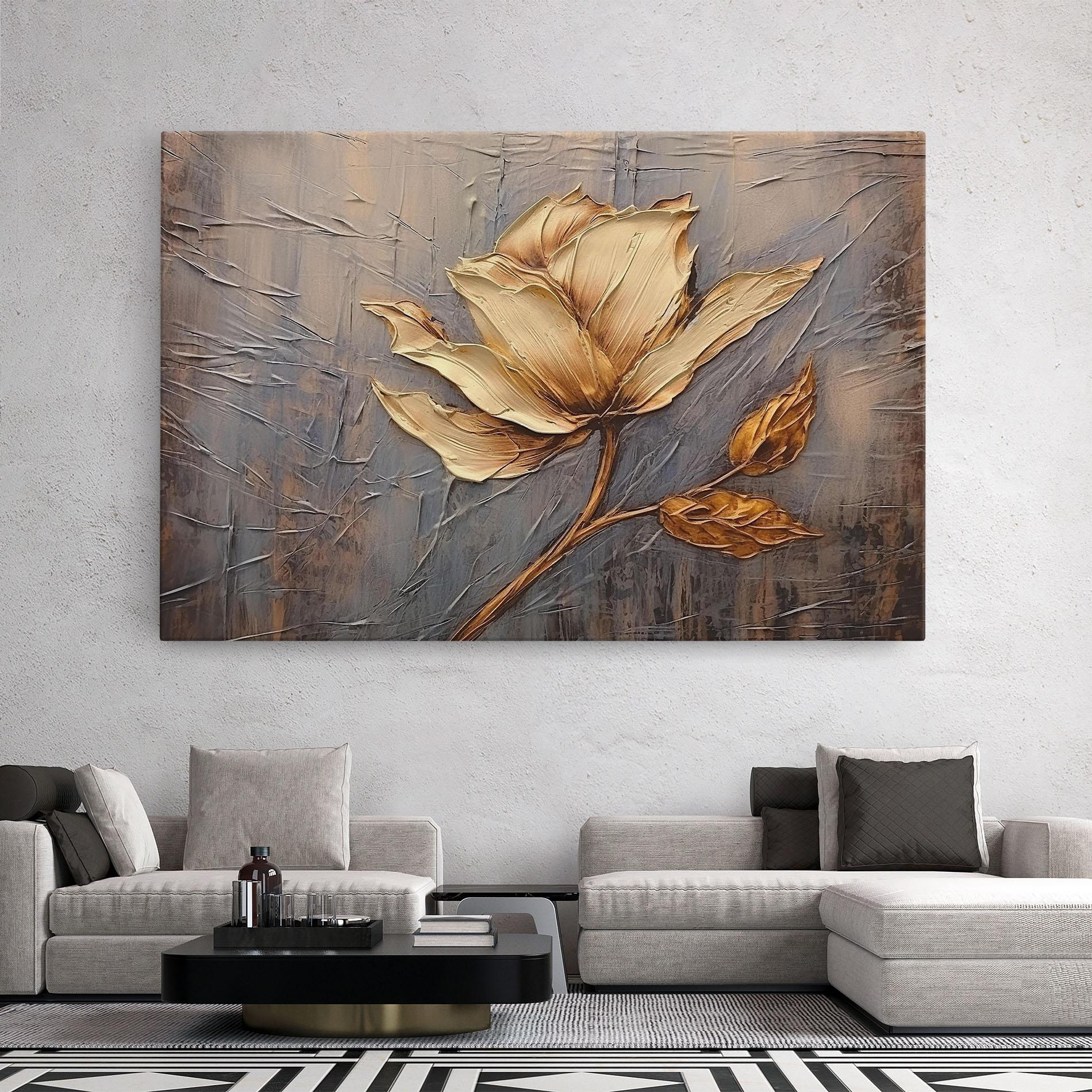 Tablou Canvas Cream Rose On Blue mockup 2