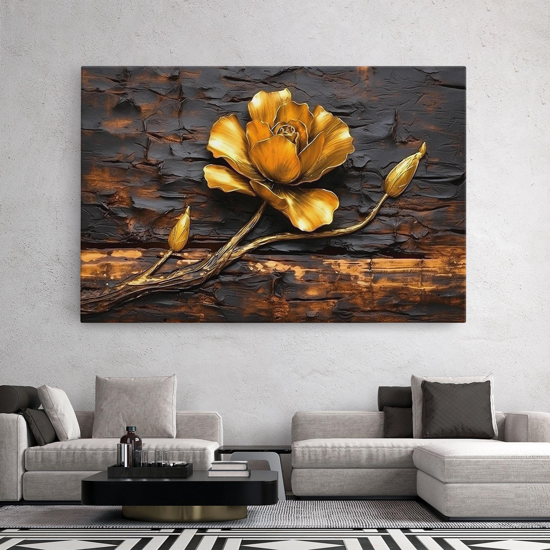 Tablou Canvas Golden Rose On Wood mockup 2