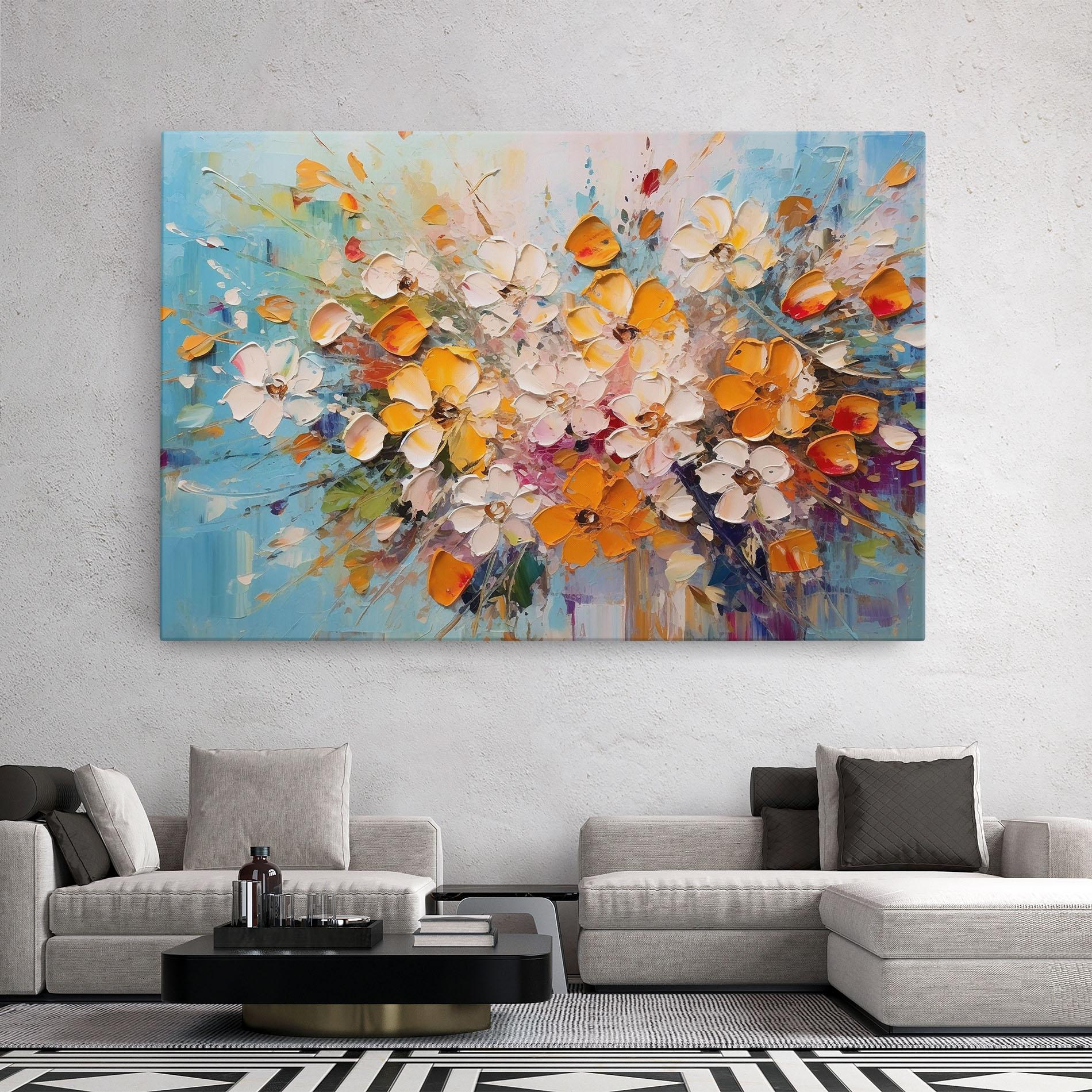 Tablou Canvas Pretty Flowers On Blue mockup 2