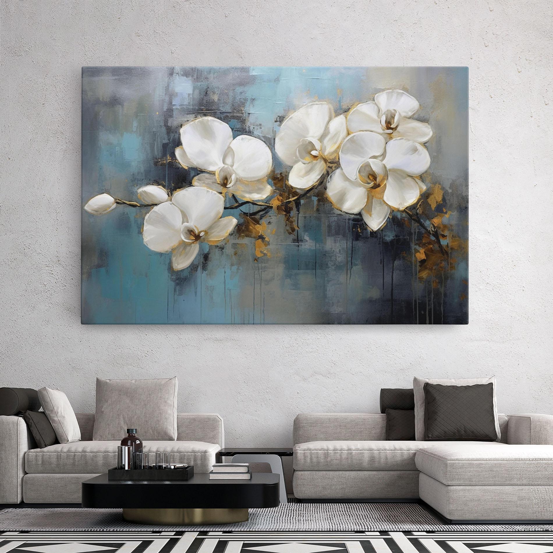 Tablou Canvas White Orchids Painting mockup 2