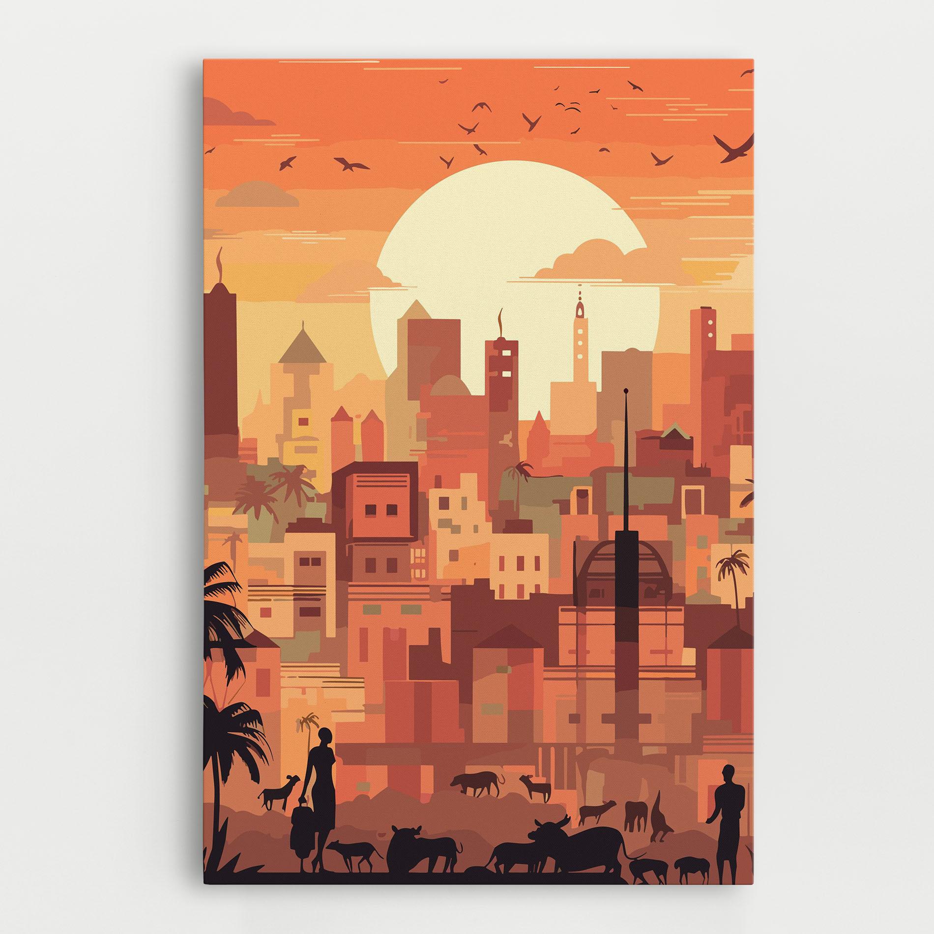 Tablou Canvas Africa City Sunset mockup 0