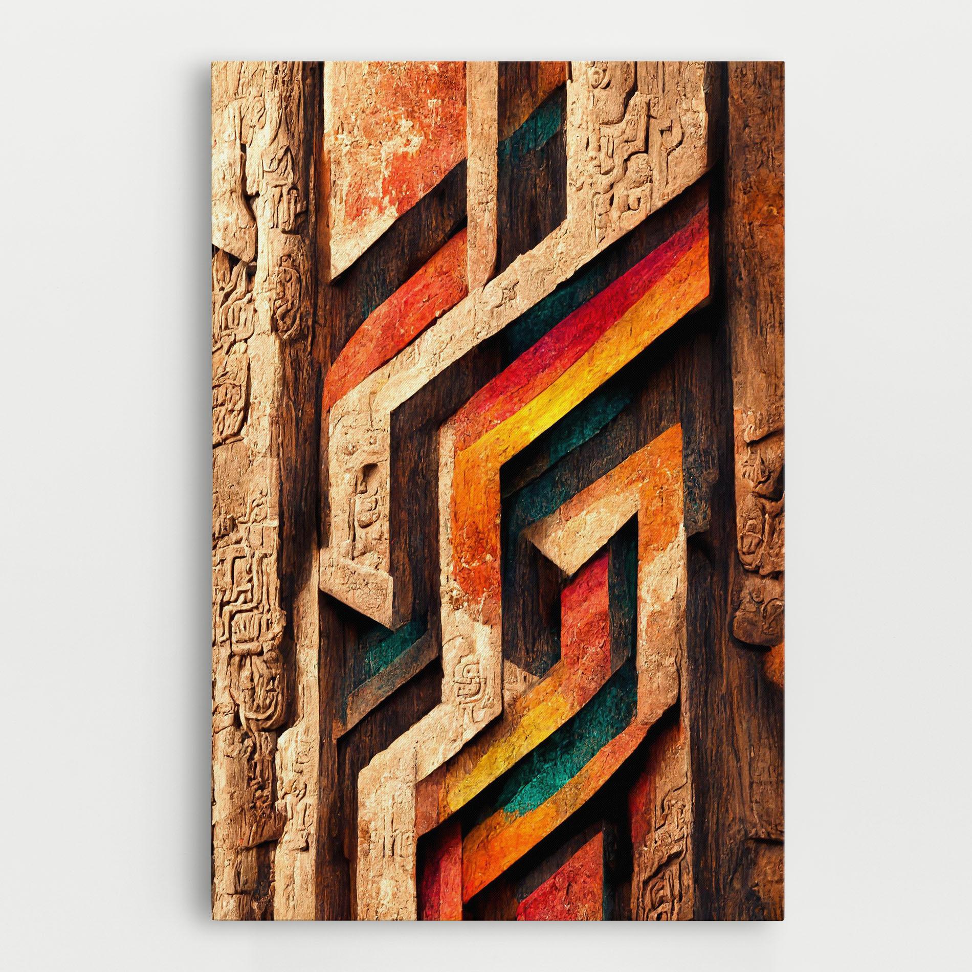 Tablou Canvas Mayan Style Wood mockup 0