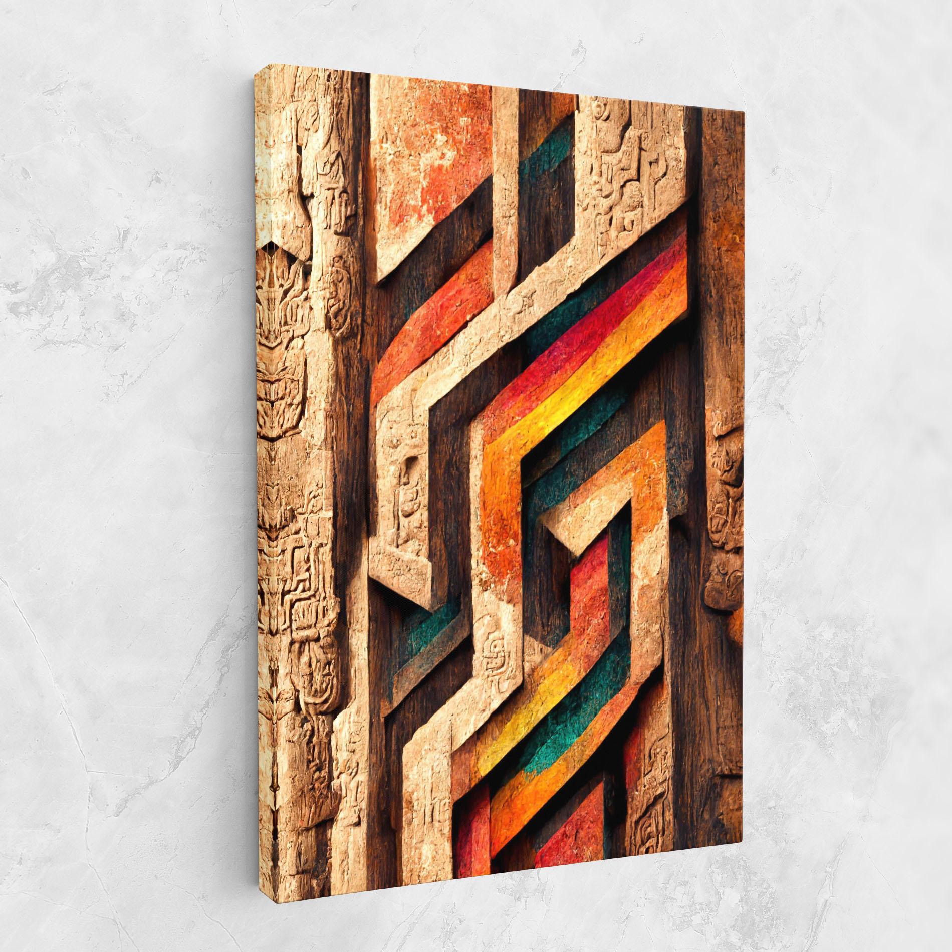 Tablou Canvas Mayan Style Wood mockup 1