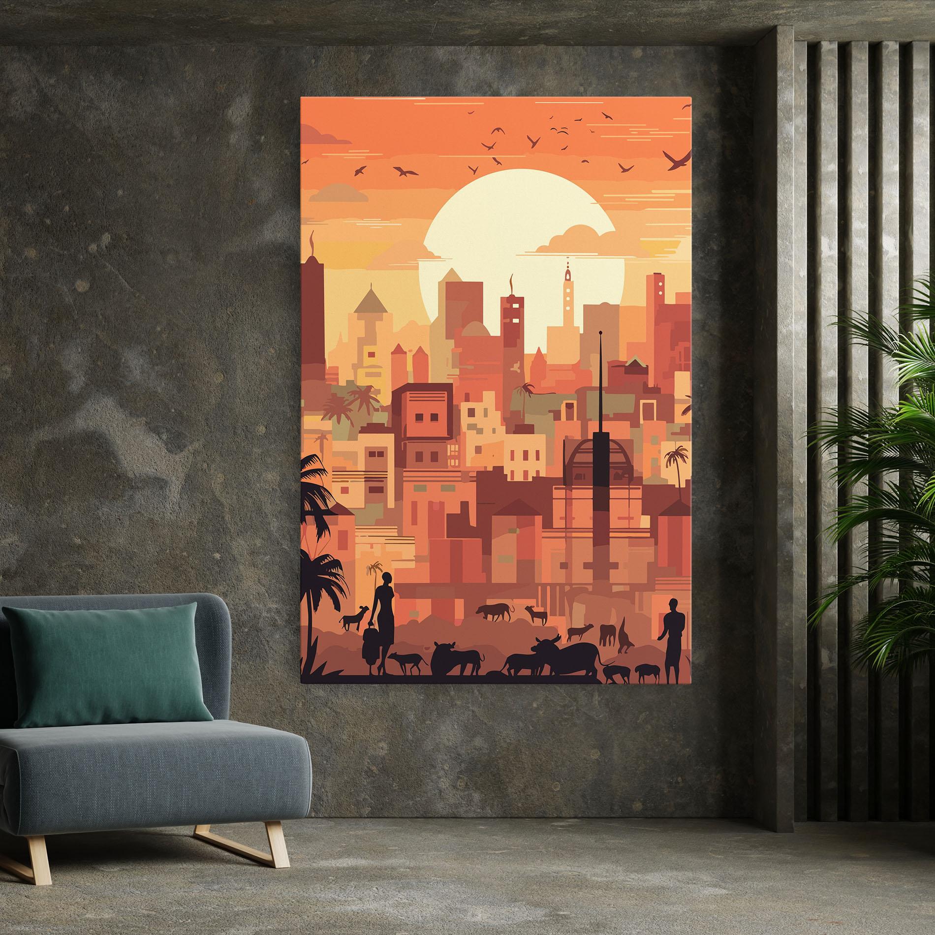 Tablou Canvas Africa City Sunset mockup 7