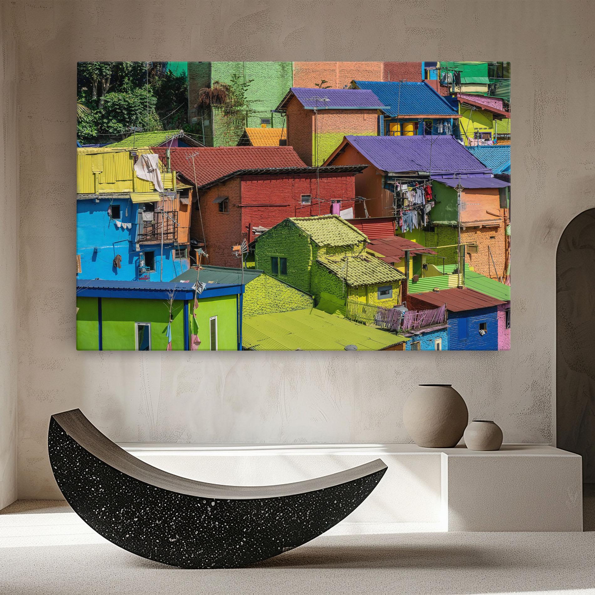 Tablou Canvas Colorful Small Houses mockup 8