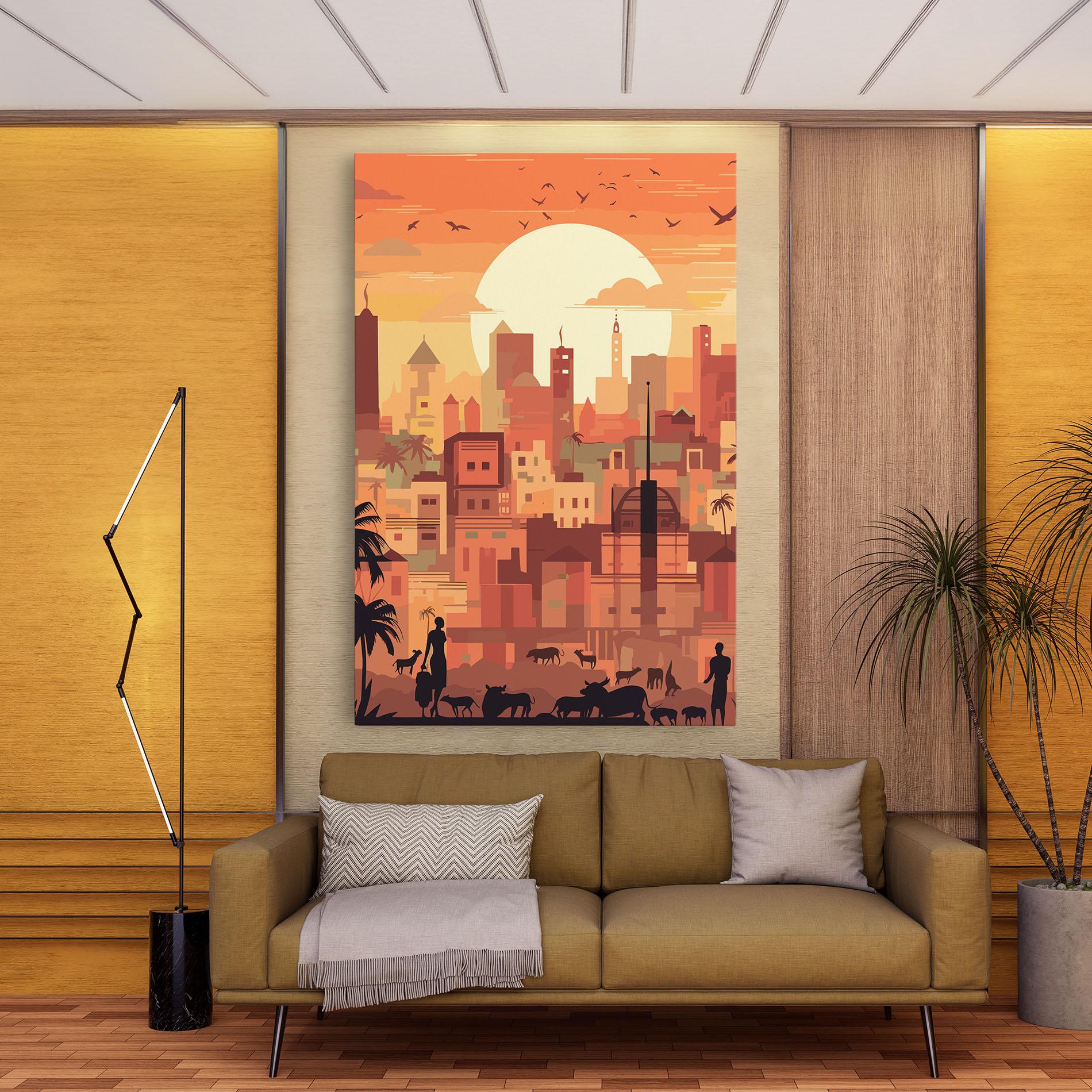 Tablou Canvas Africa City Sunset mockup 9