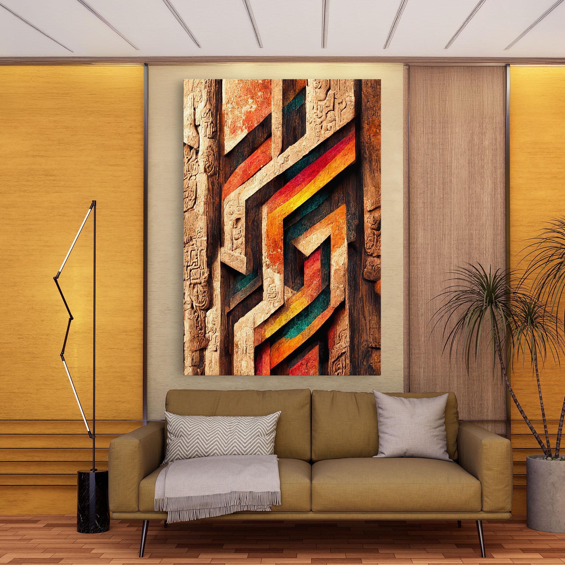 Tablou Canvas Mayan Style Wood mockup 9