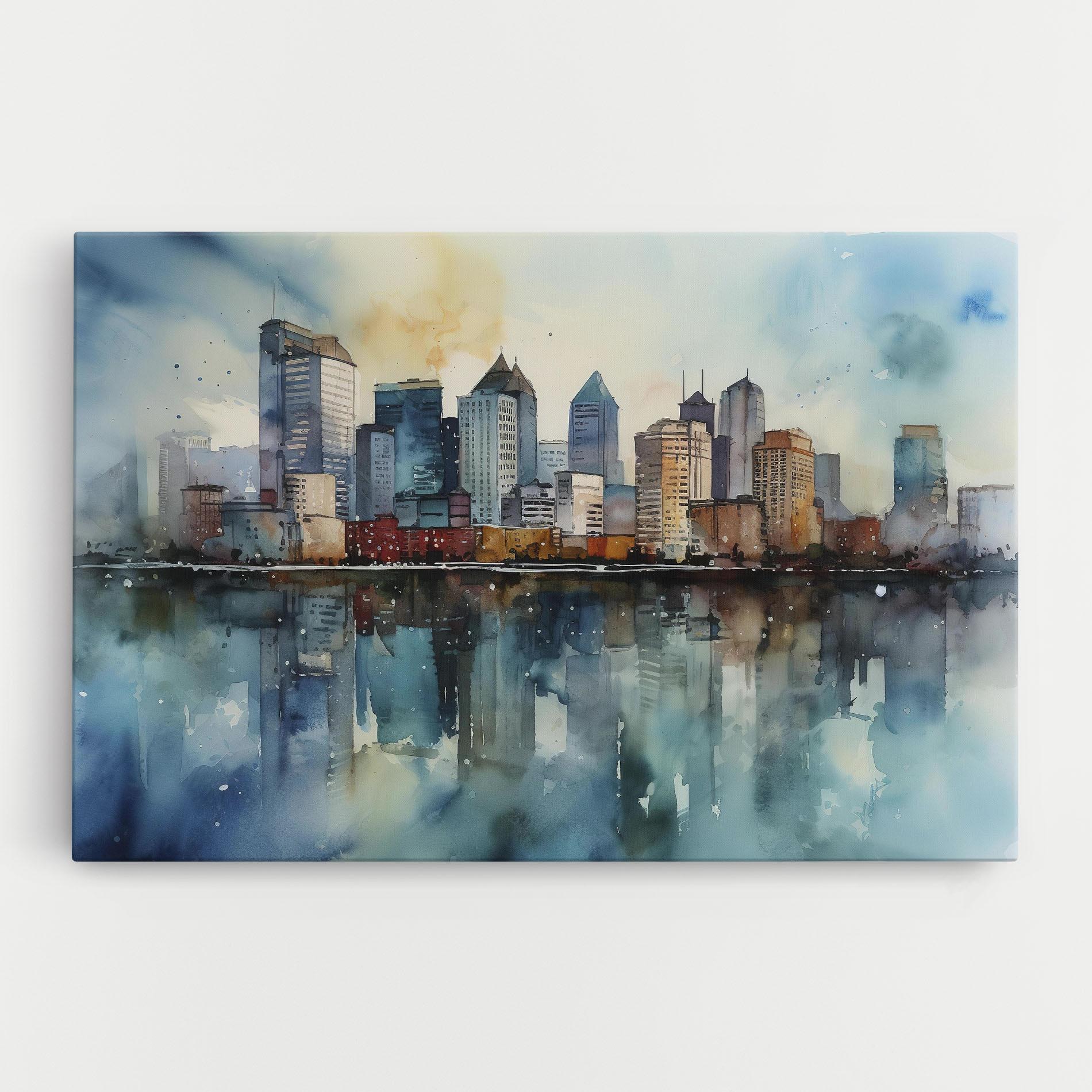 Tablou Canvas Watercolor City Skyline mockup 0