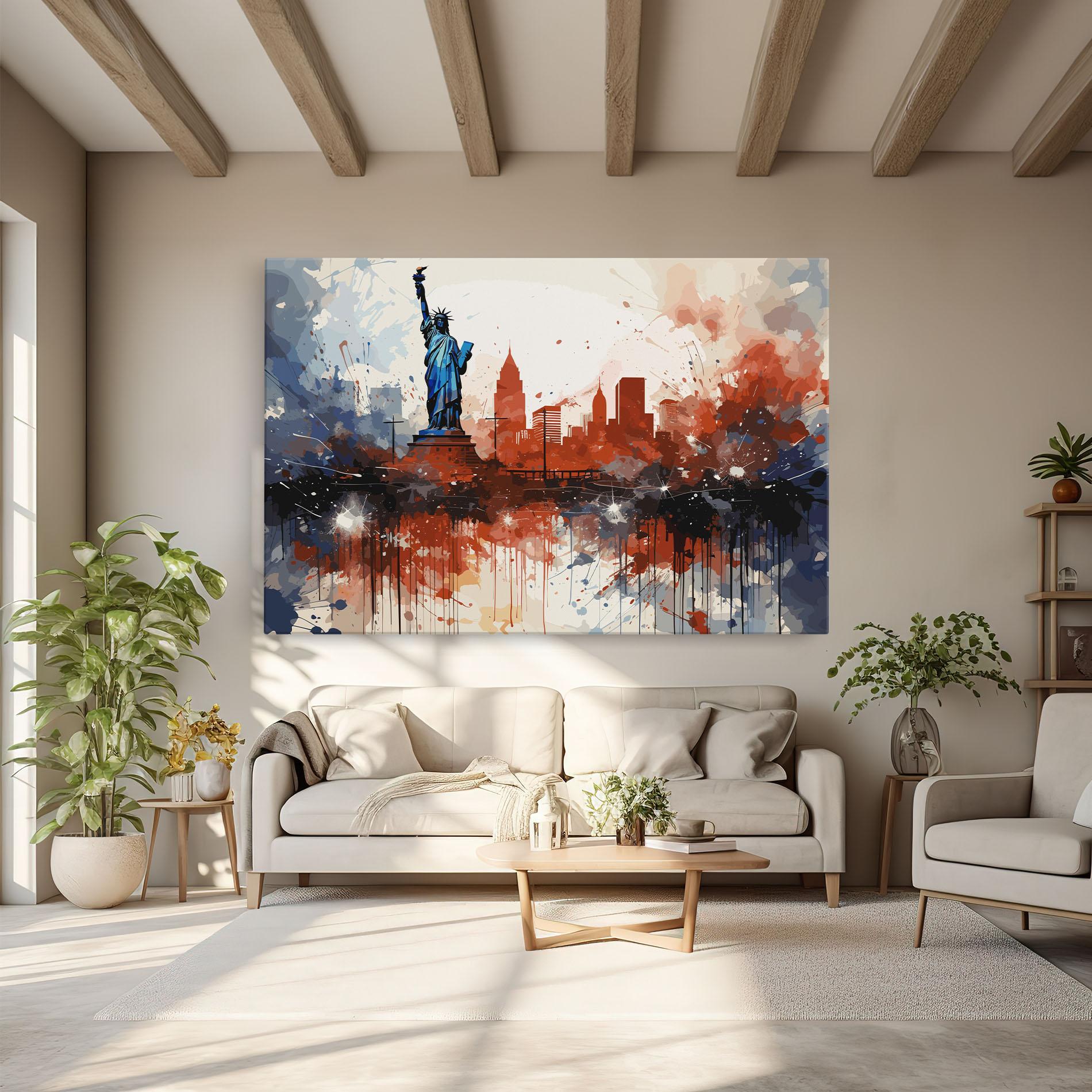 Tablou Canvas Red Blue Liberty Statue mockup 6