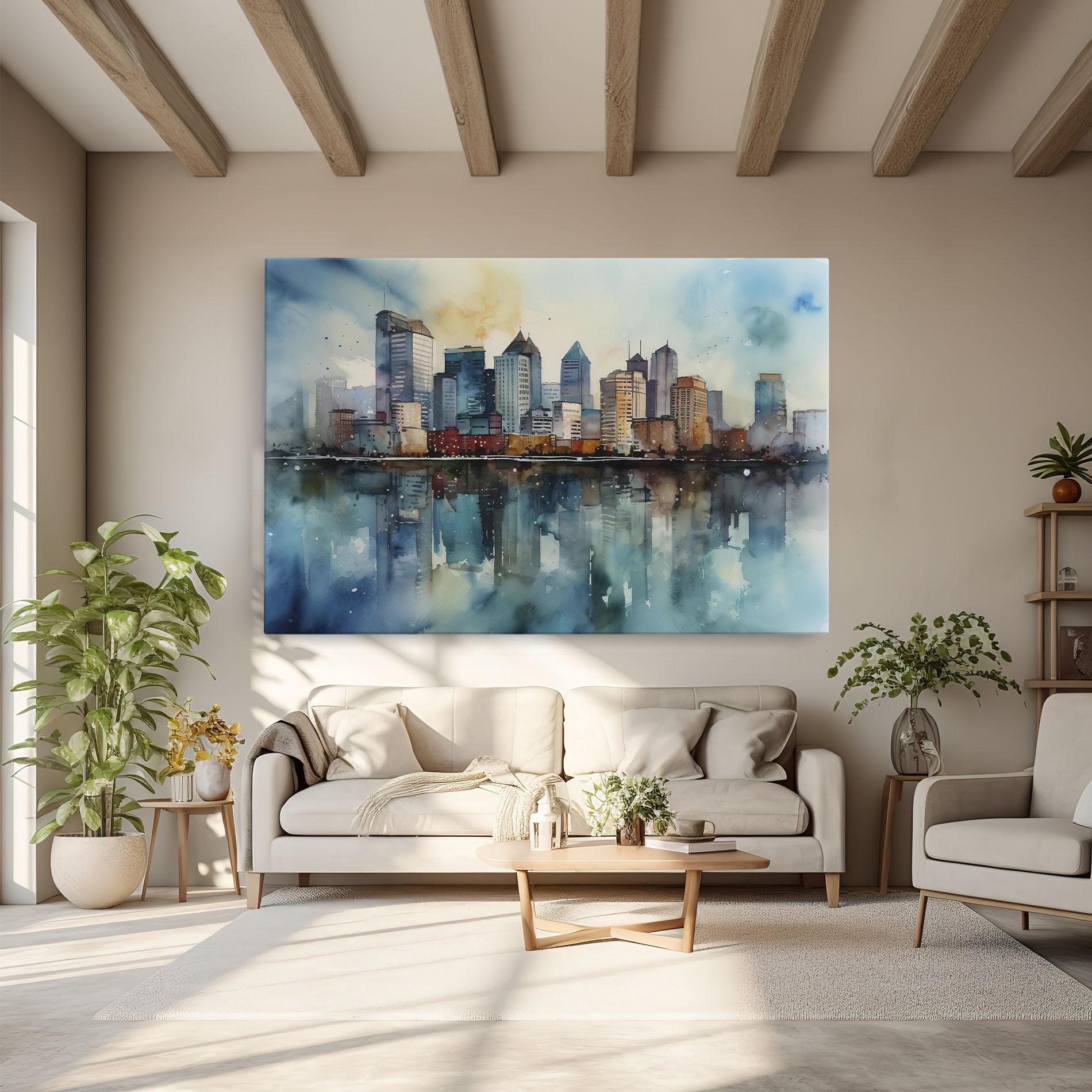 Tablou Canvas Watercolor City Skyline mockup 6