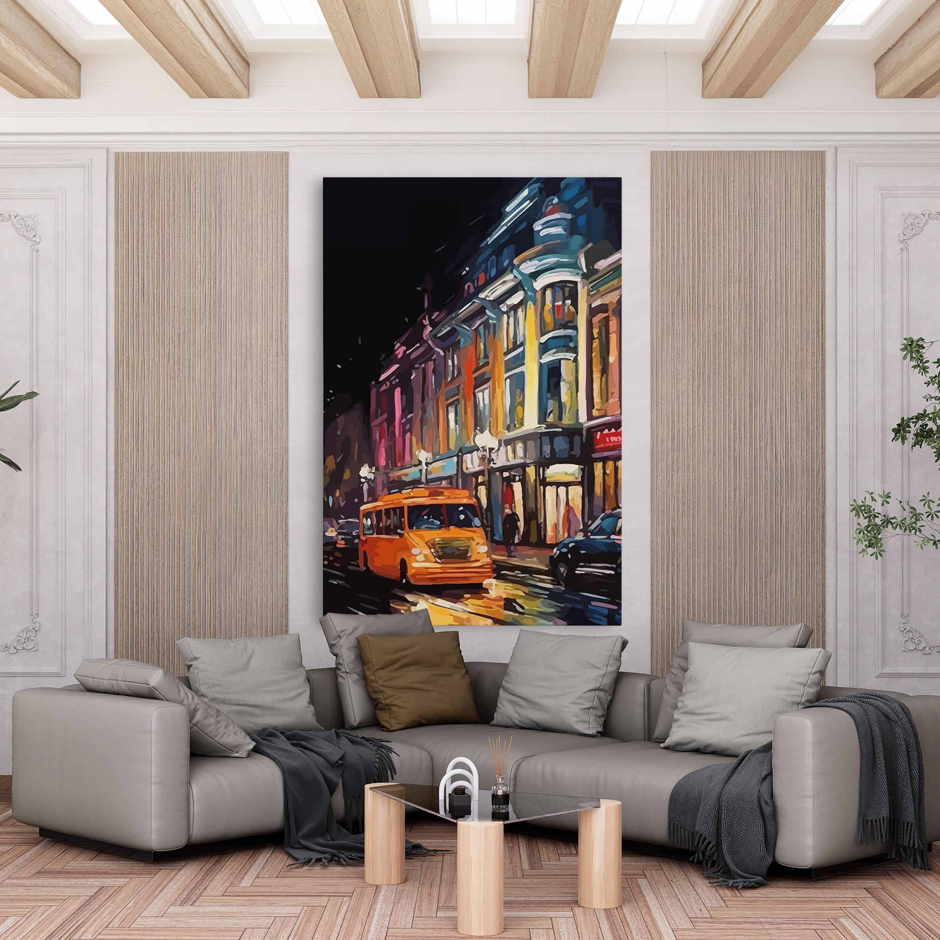 Tablou Canvas Yellow Car City Art mockup 6