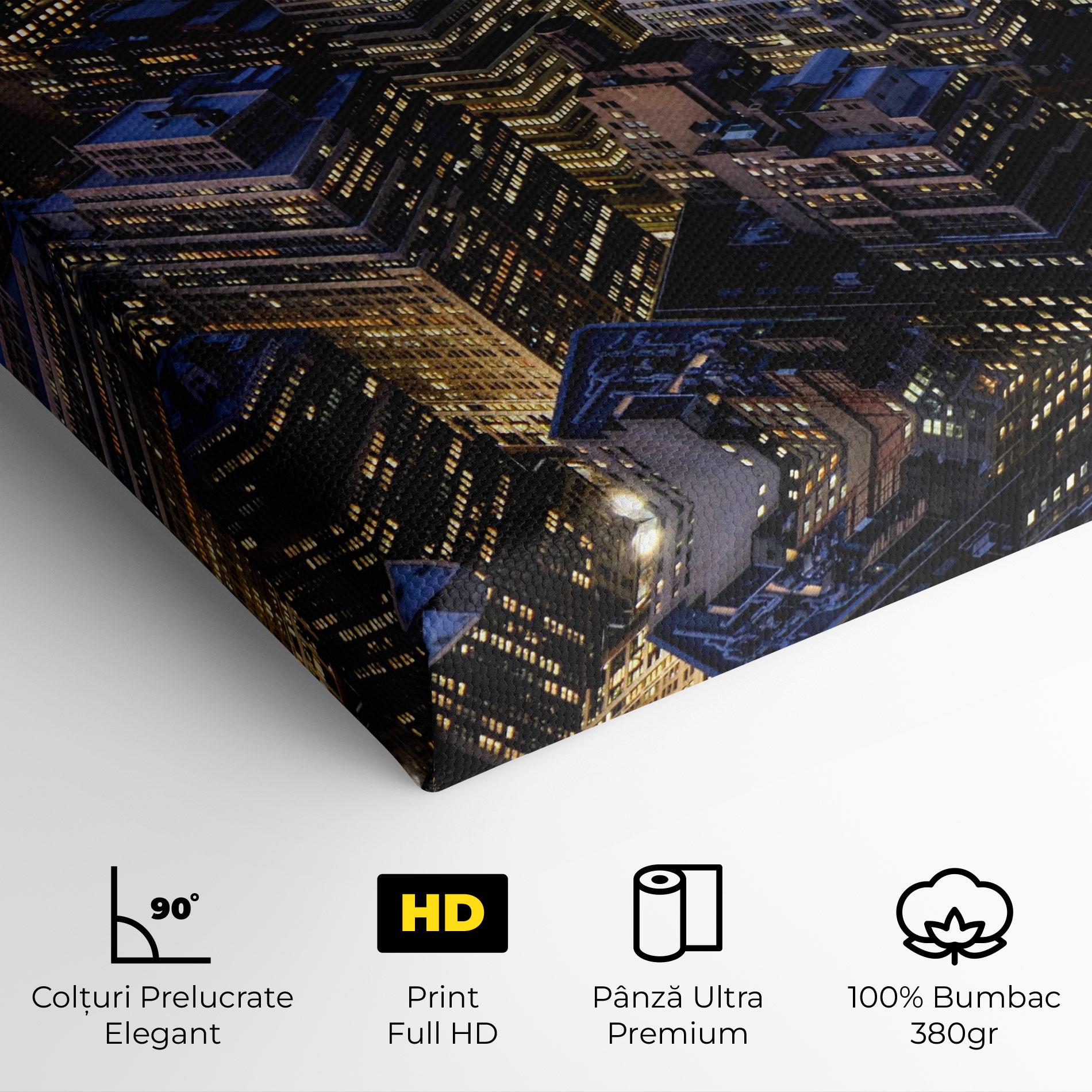 Tablou Canvas Blue Gold Skylines mockup 4
