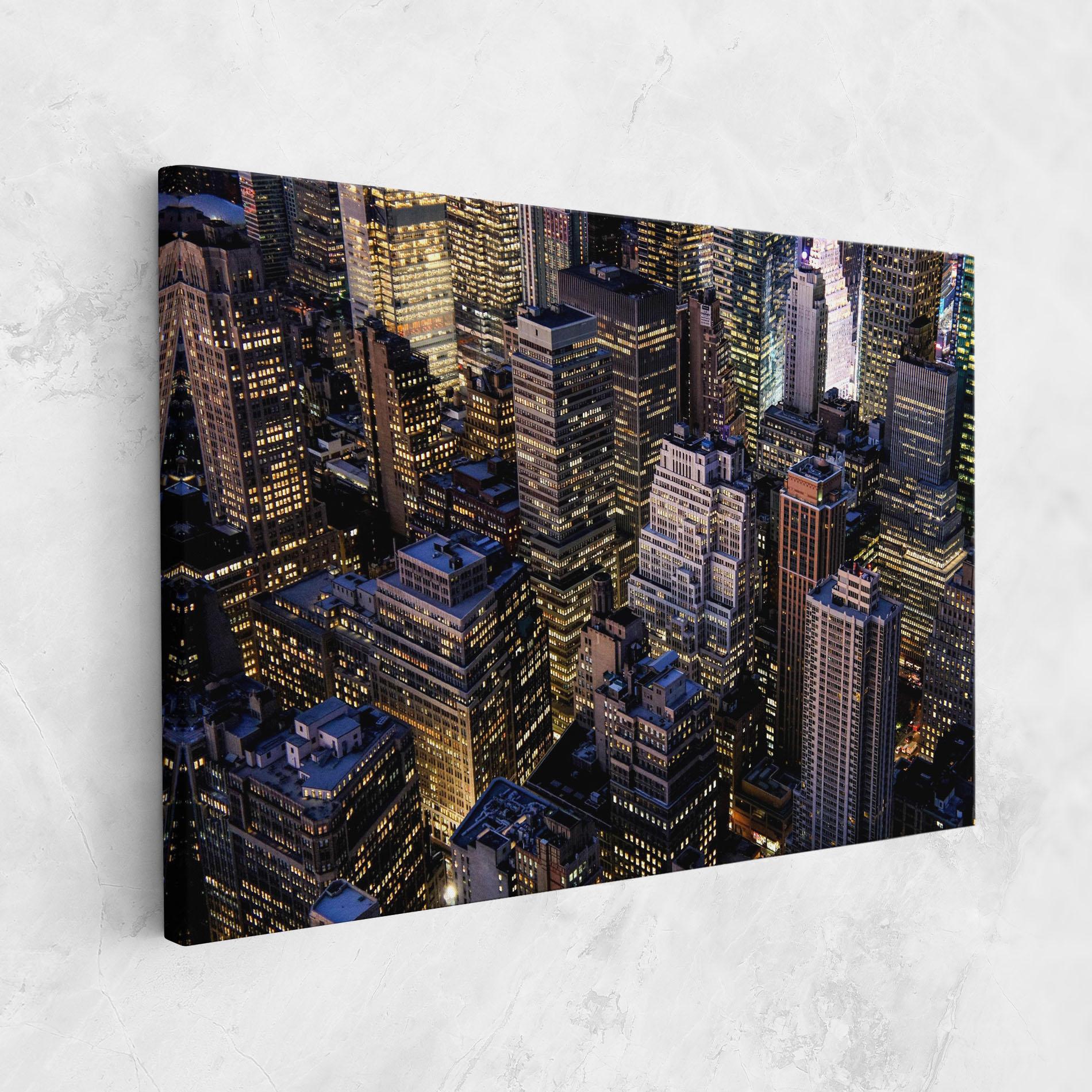 Tablou Canvas Blue Gold Skylines mockup 1